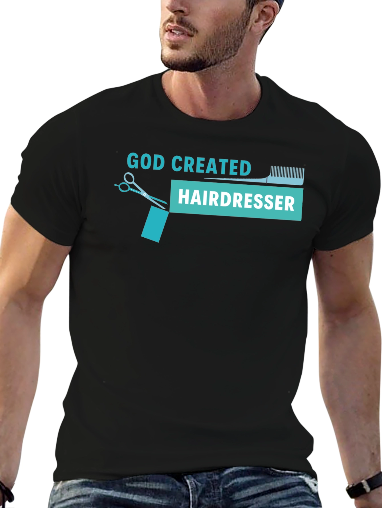God Created Hairdresser T-Shirt - Black