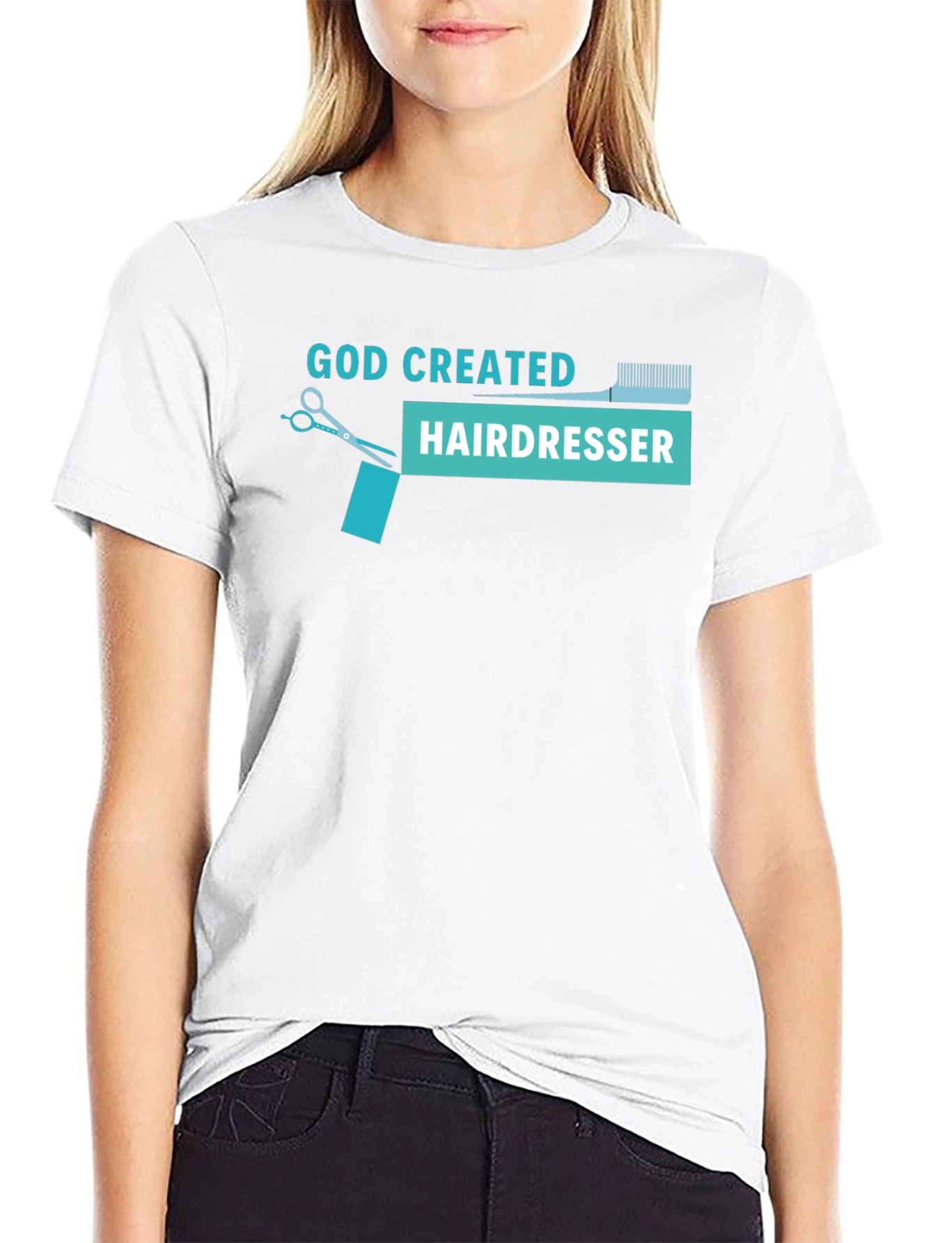 God Created Hairdresser T-Shirt - Black