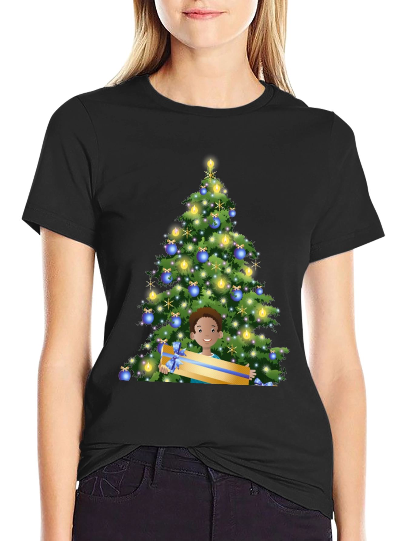 Festive Christmas Tree & Boy Graphic Tee