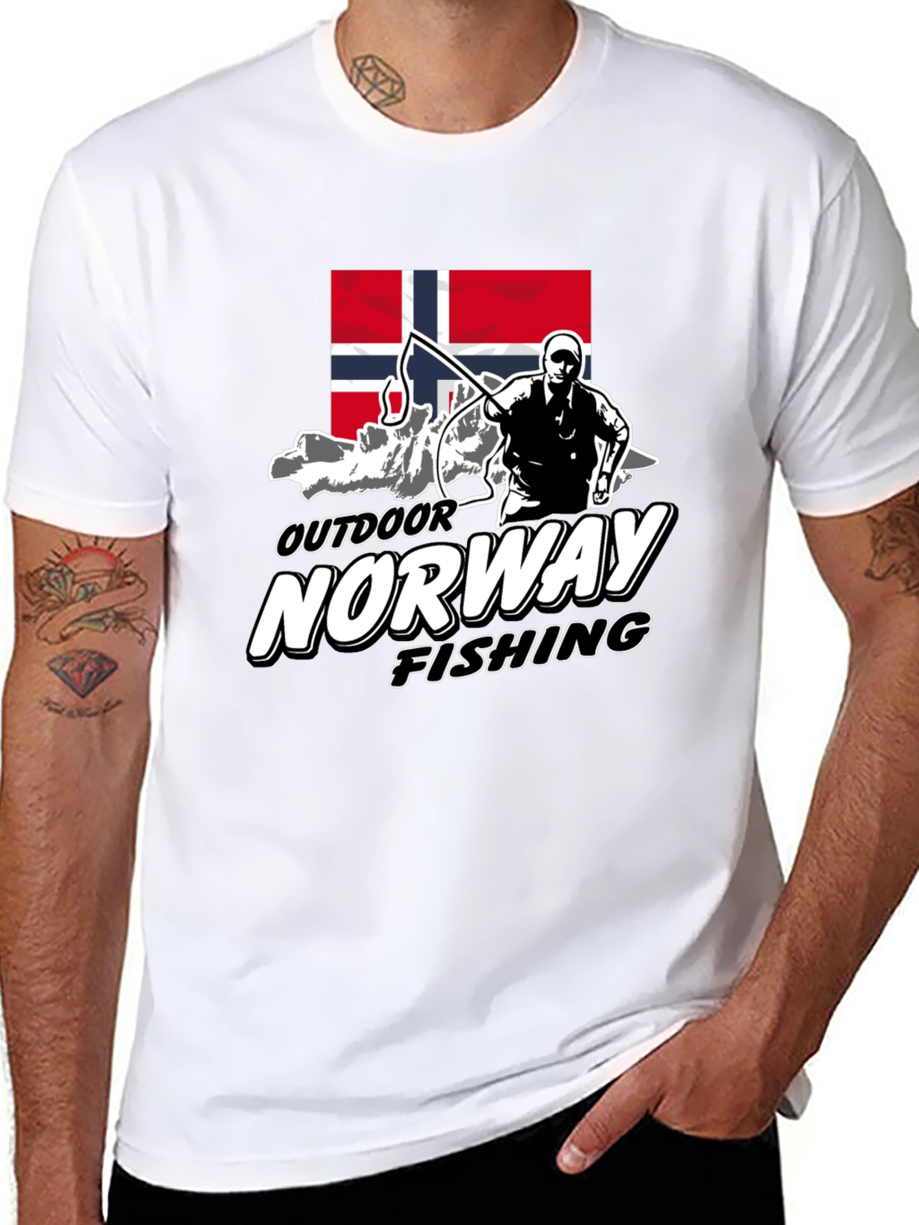 Norway Outdoor Fishing Graphic Tee - Black