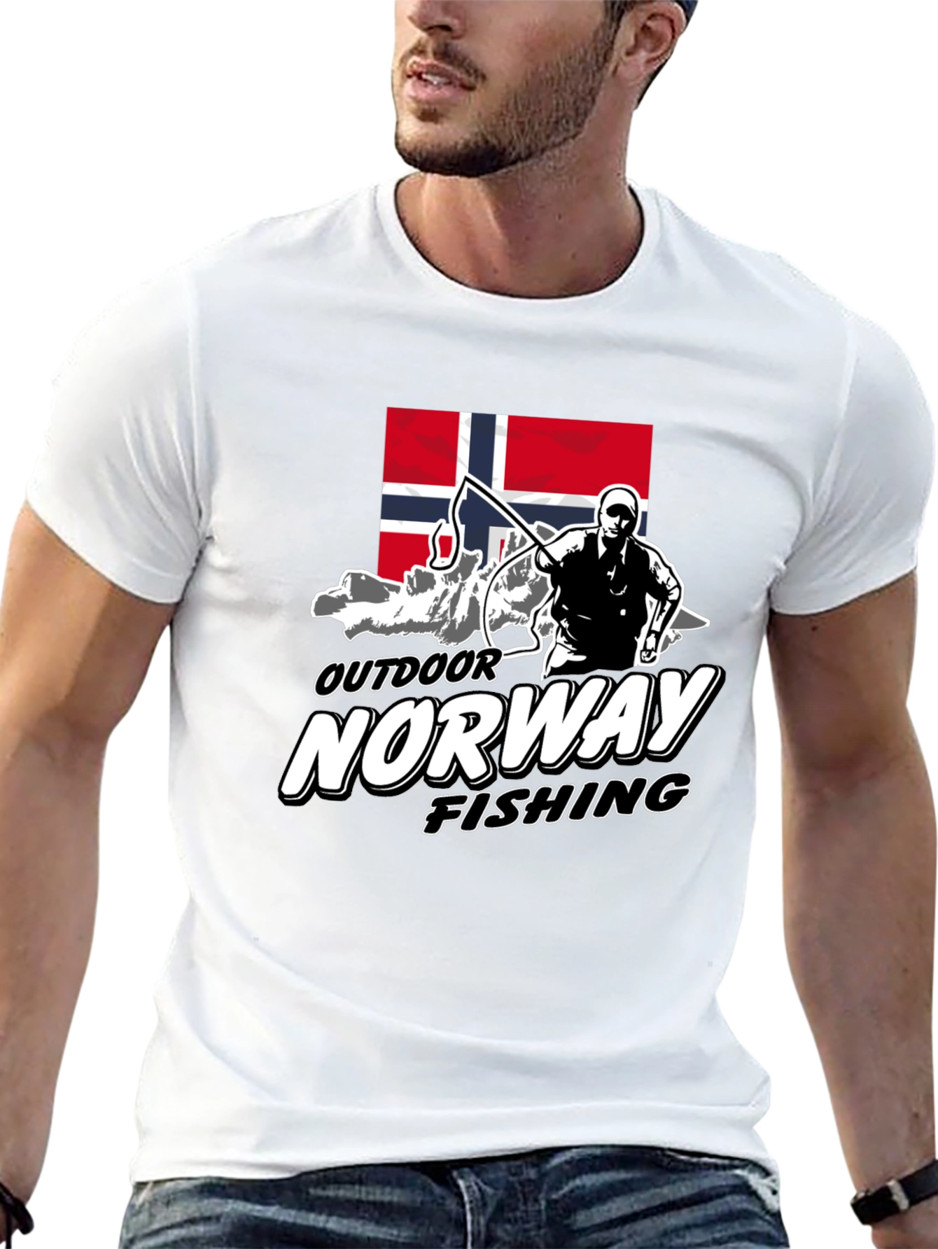 Norway Outdoor Fishing Graphic Tee - Black