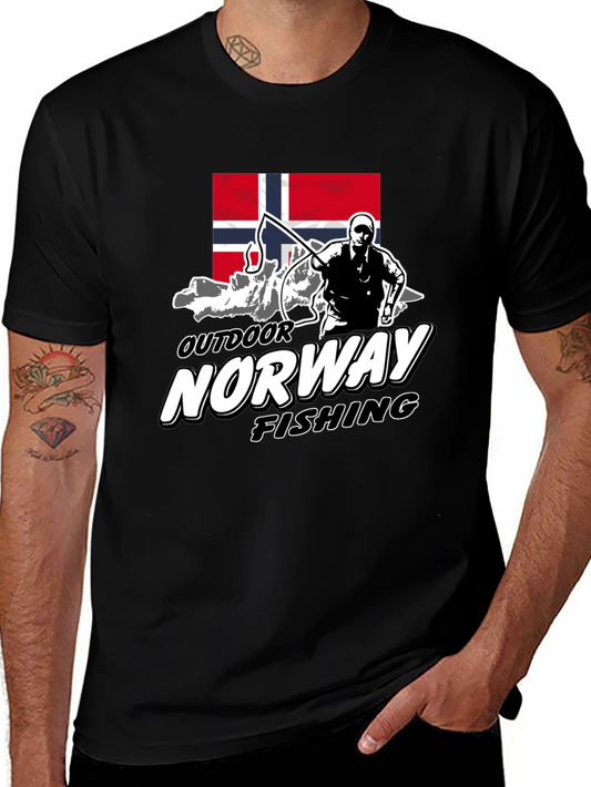 Norway Outdoor Fishing Graphic Tee - Black