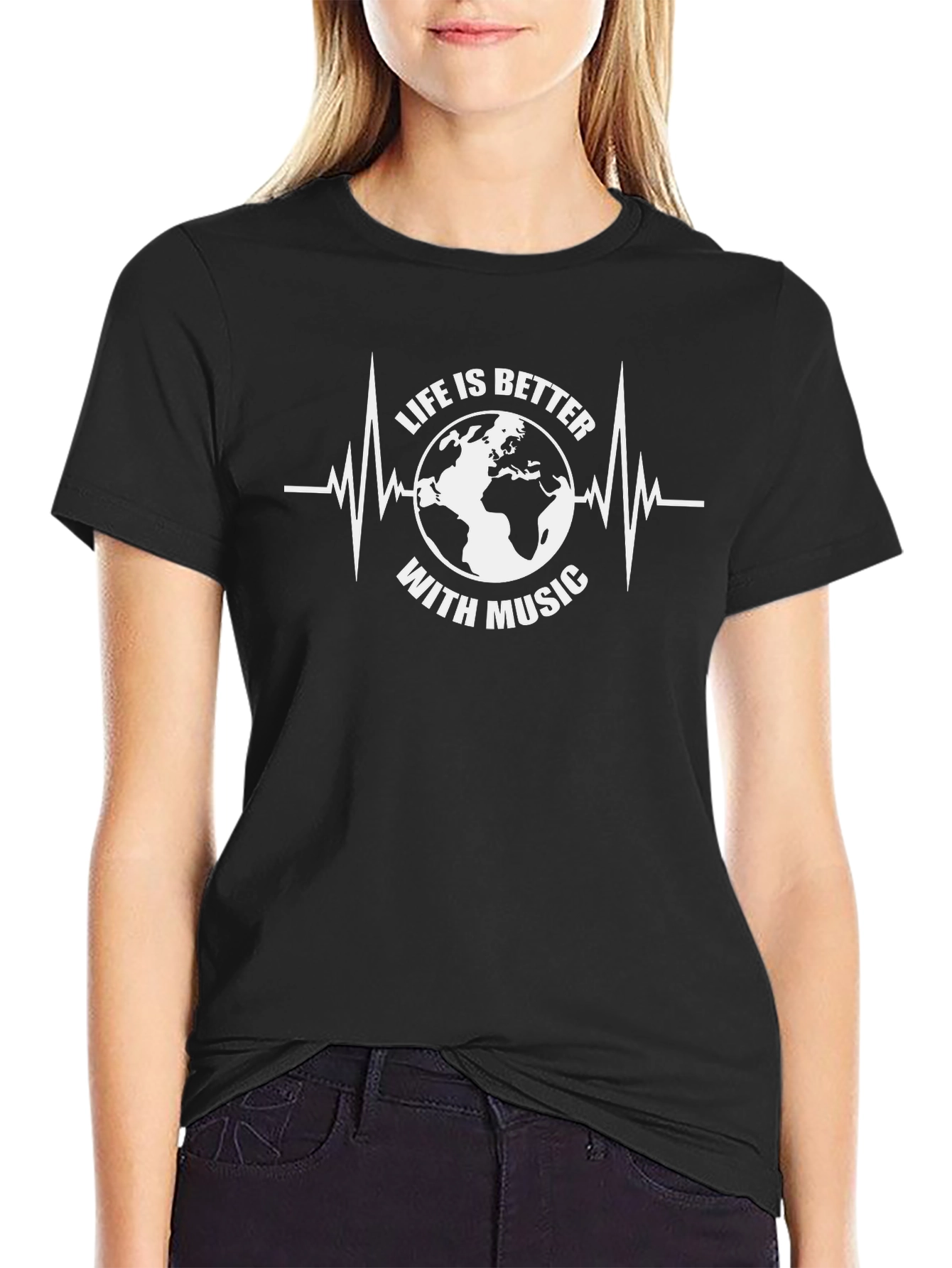 Life is Better With Music Black T-Shirt