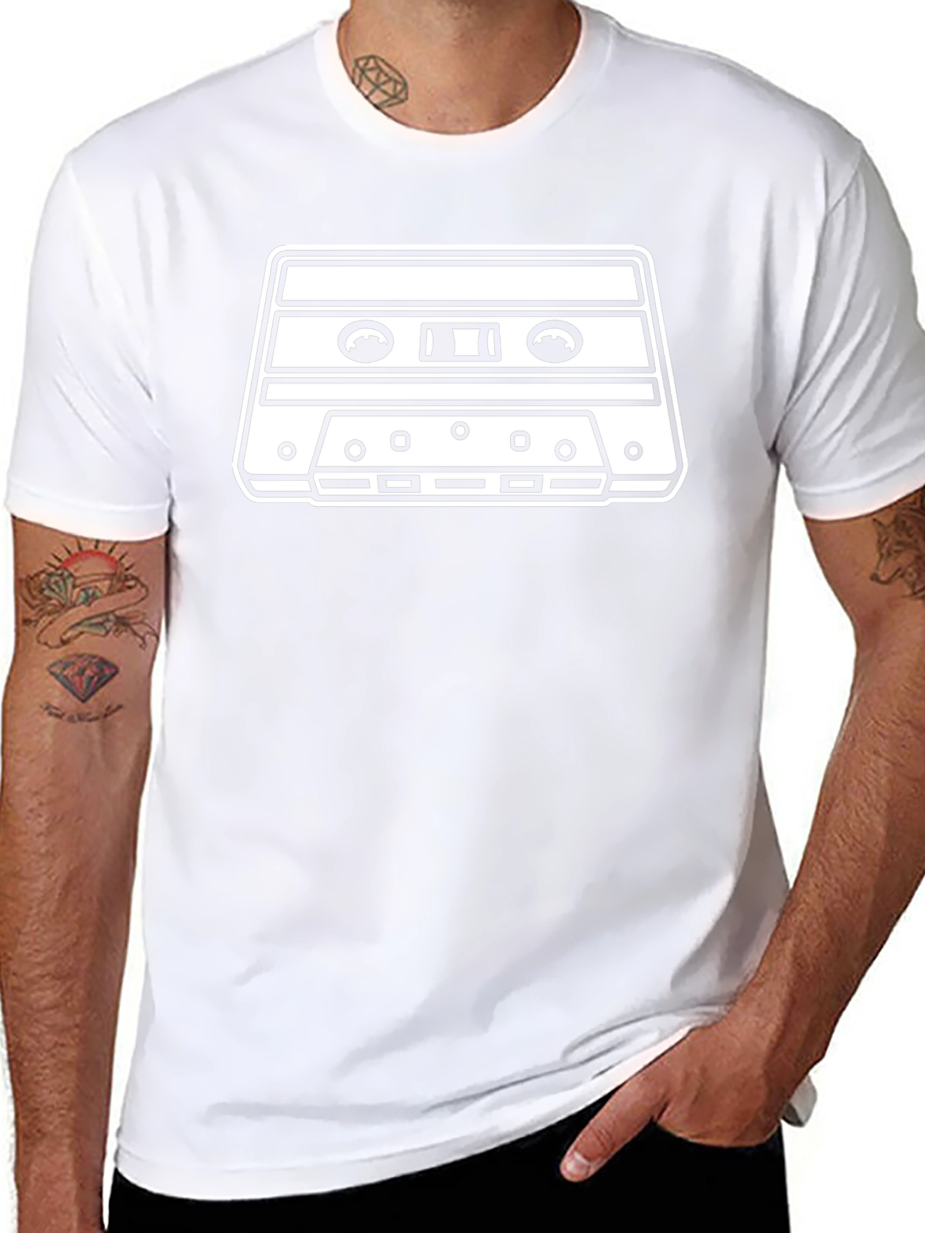 Retro Cassette Tape Graphic Tee - Black