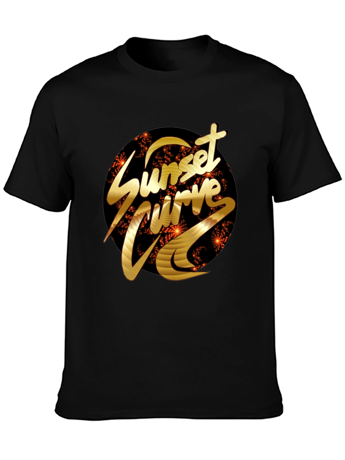 Sunset Curve Graphic Tee - Black Cotton T-Shirt