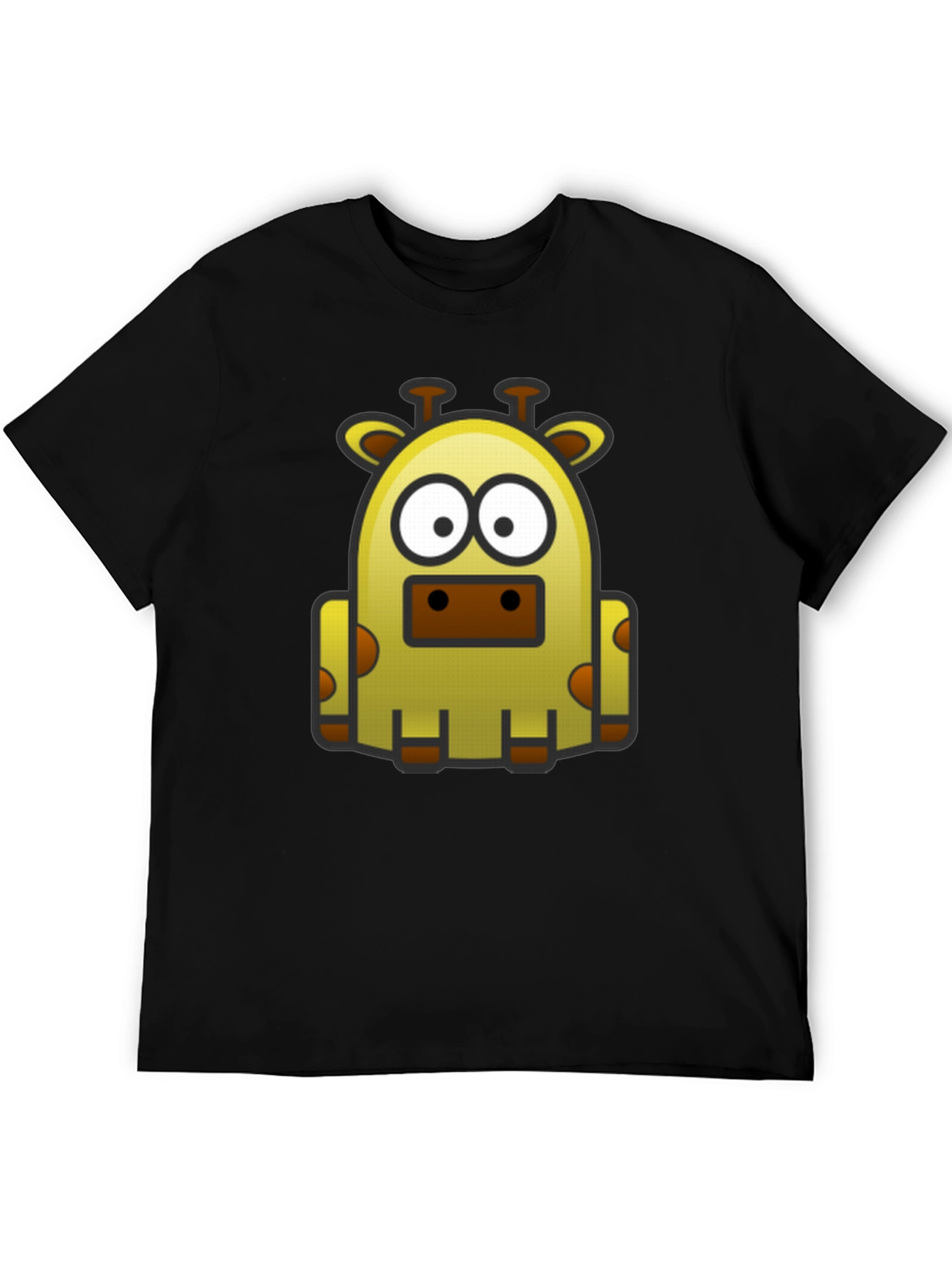 Cartoon Giraffe Graphic Tee - Black