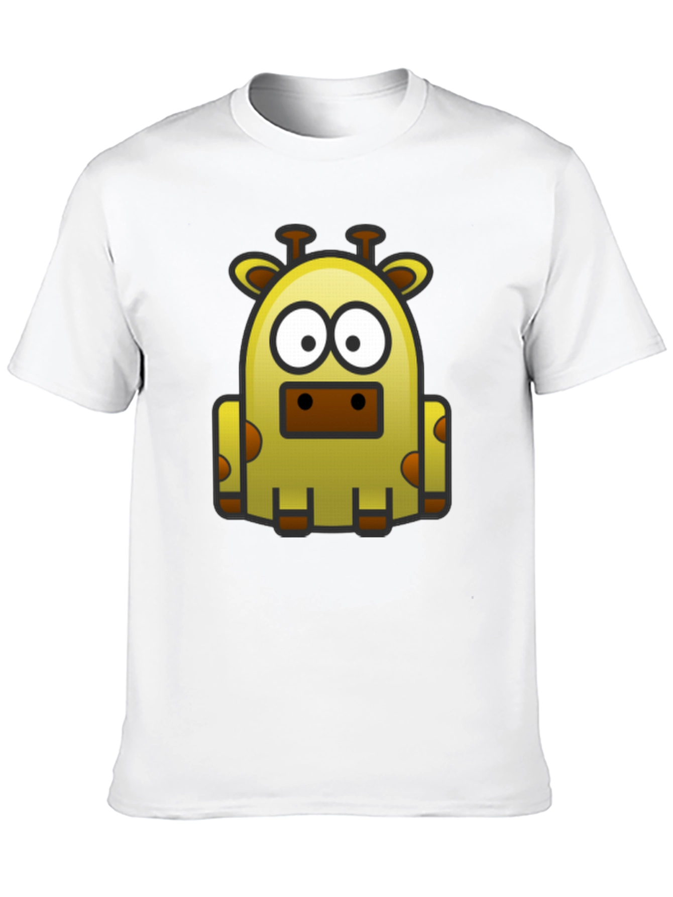 Cartoon Giraffe Graphic Tee - Black