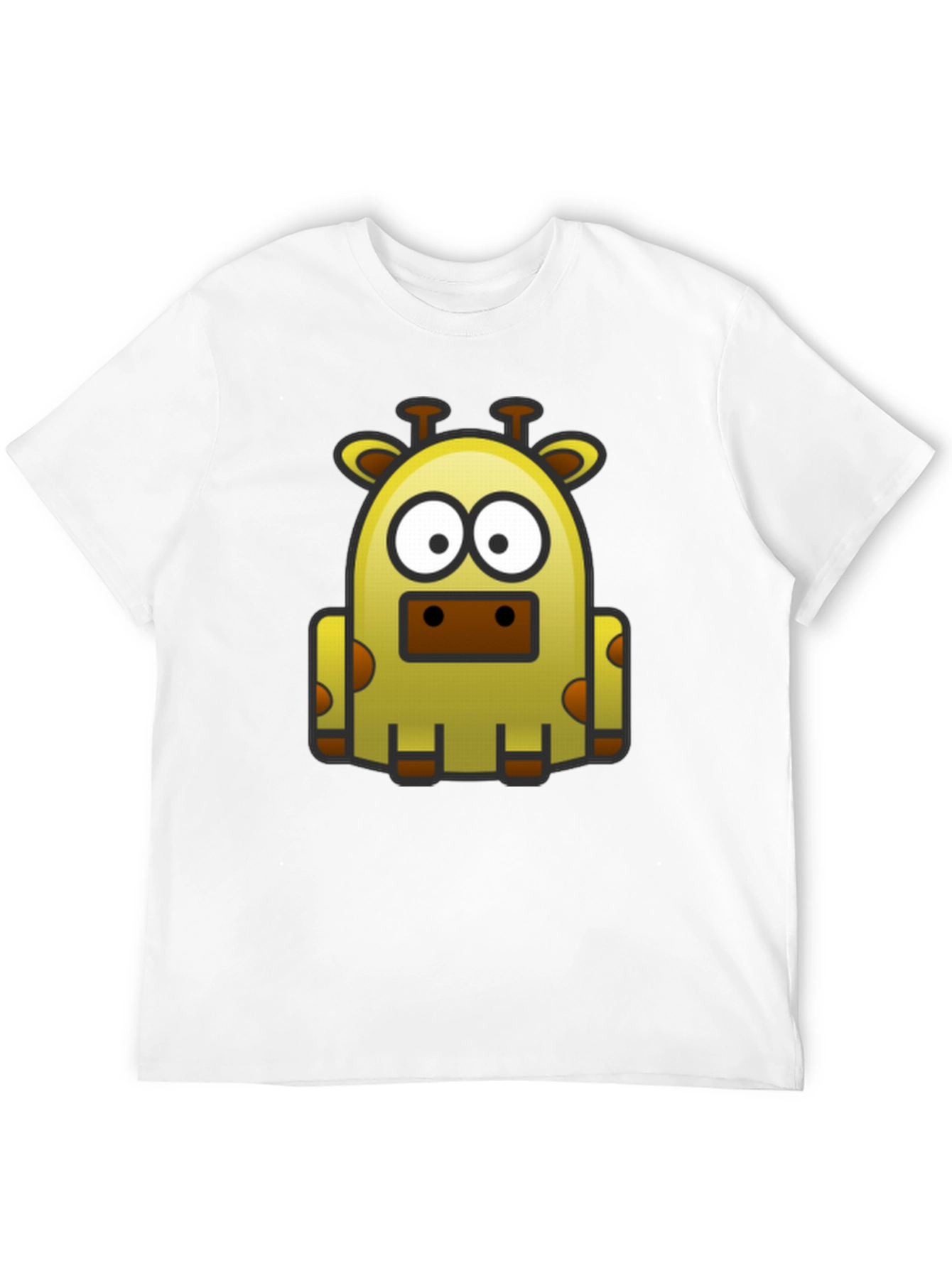 Cartoon Giraffe Graphic Tee - Black