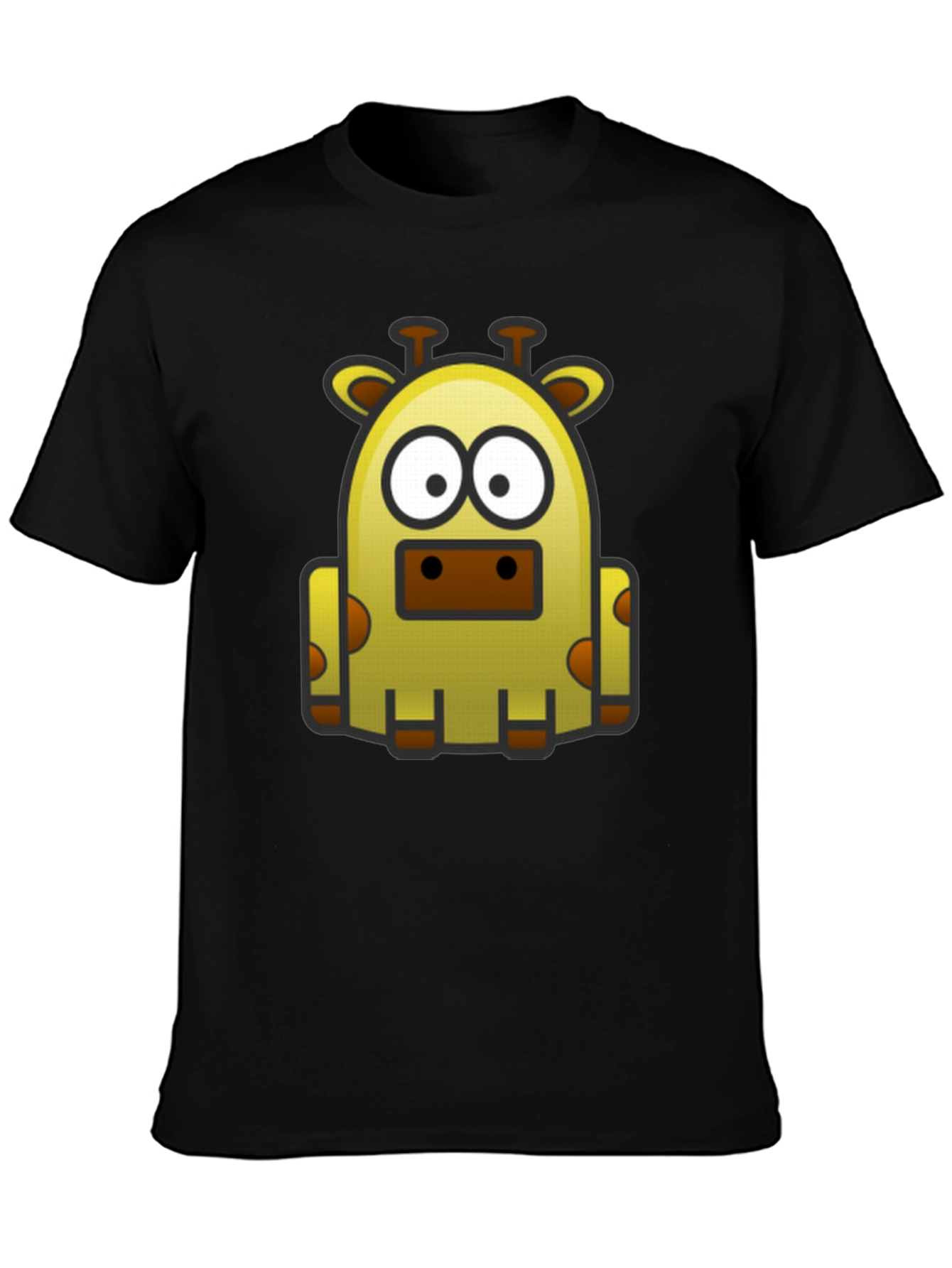 Cartoon Giraffe Graphic Tee - Black