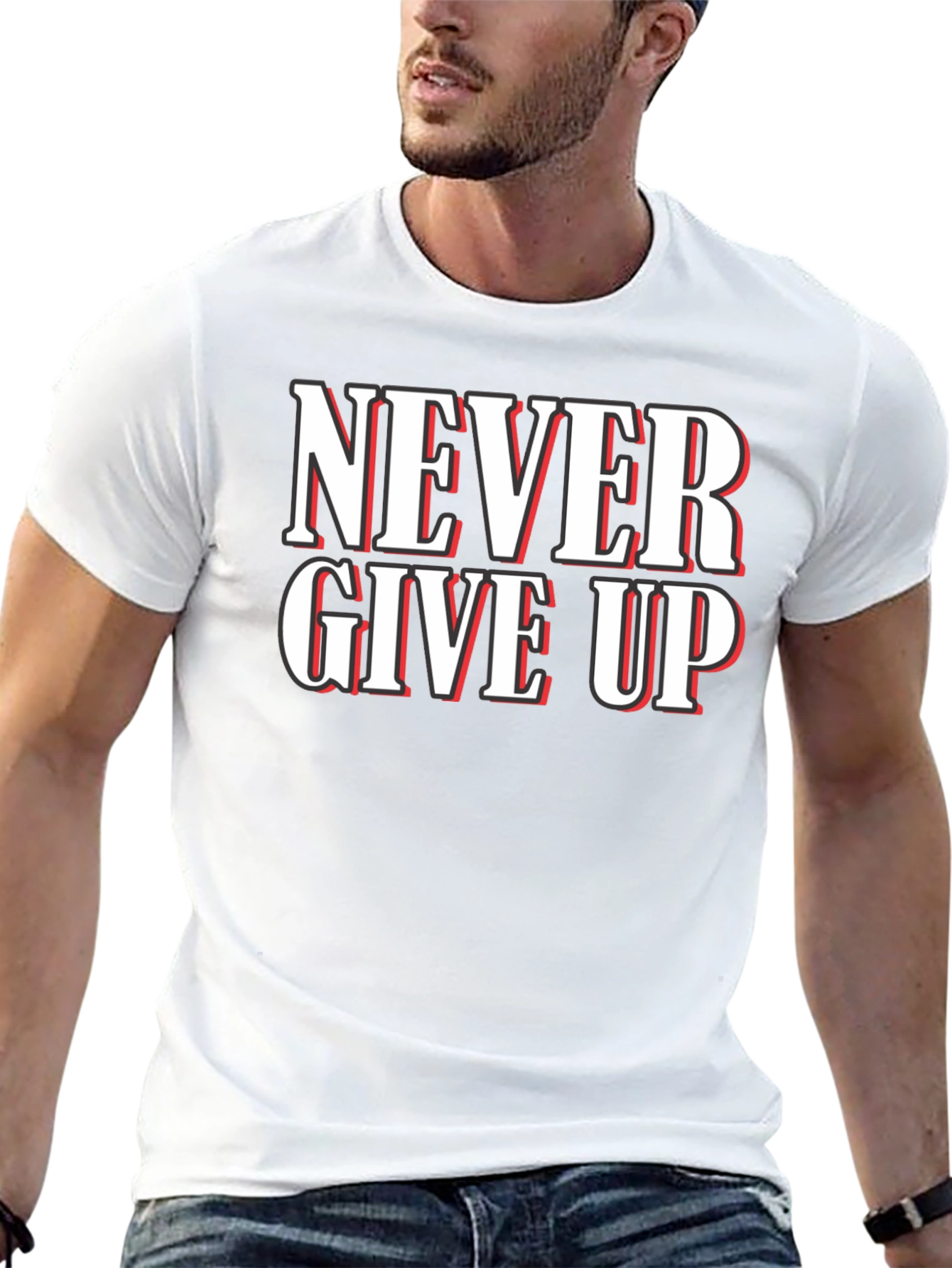 Never Give Up Graphic T-Shirt - Motivational Black Tee