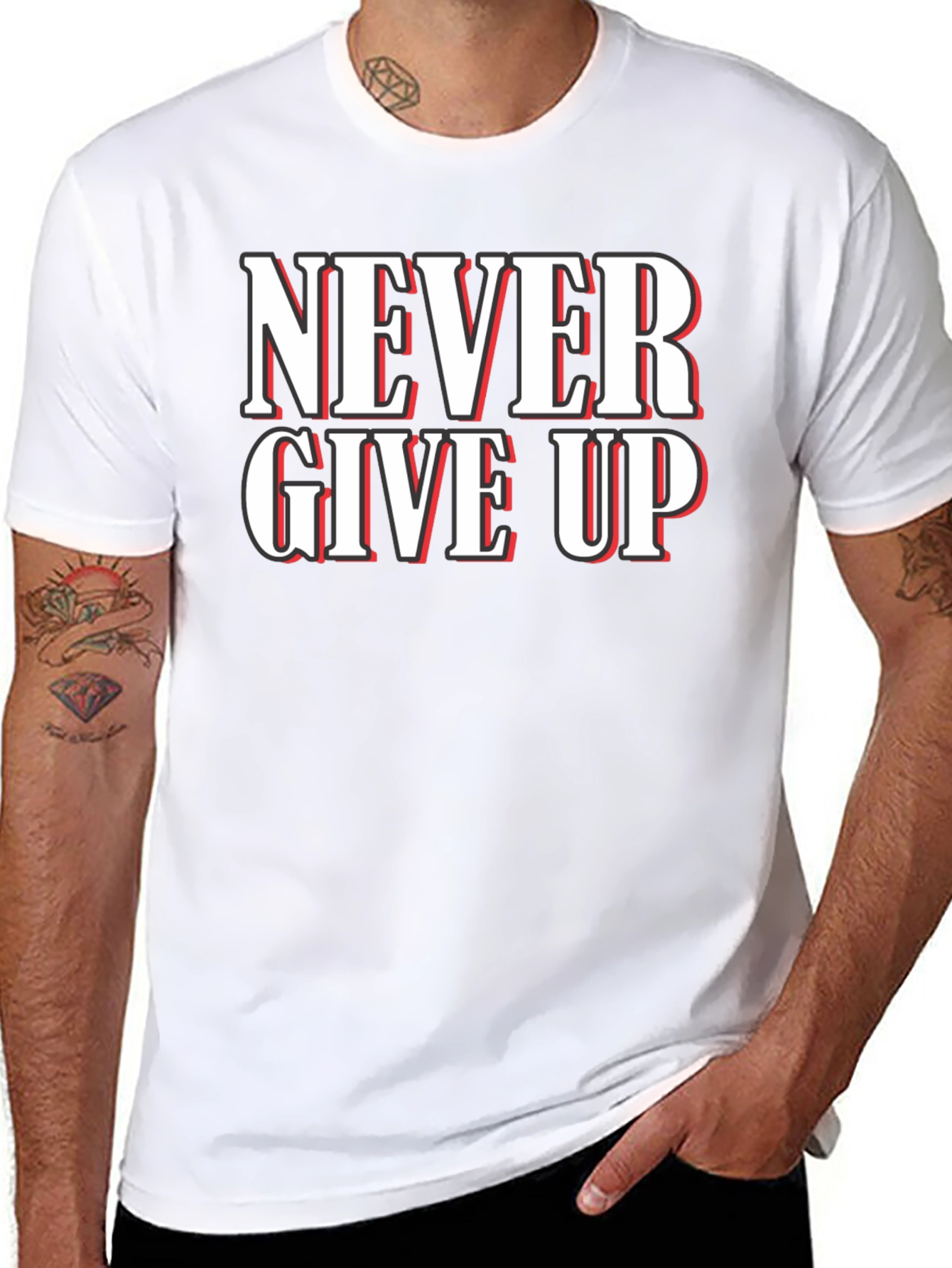 Never Give Up Graphic T-Shirt - Motivational Black Tee