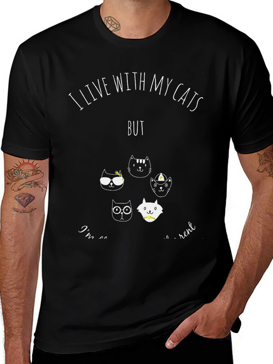 I Live With My Cats T-Shirt