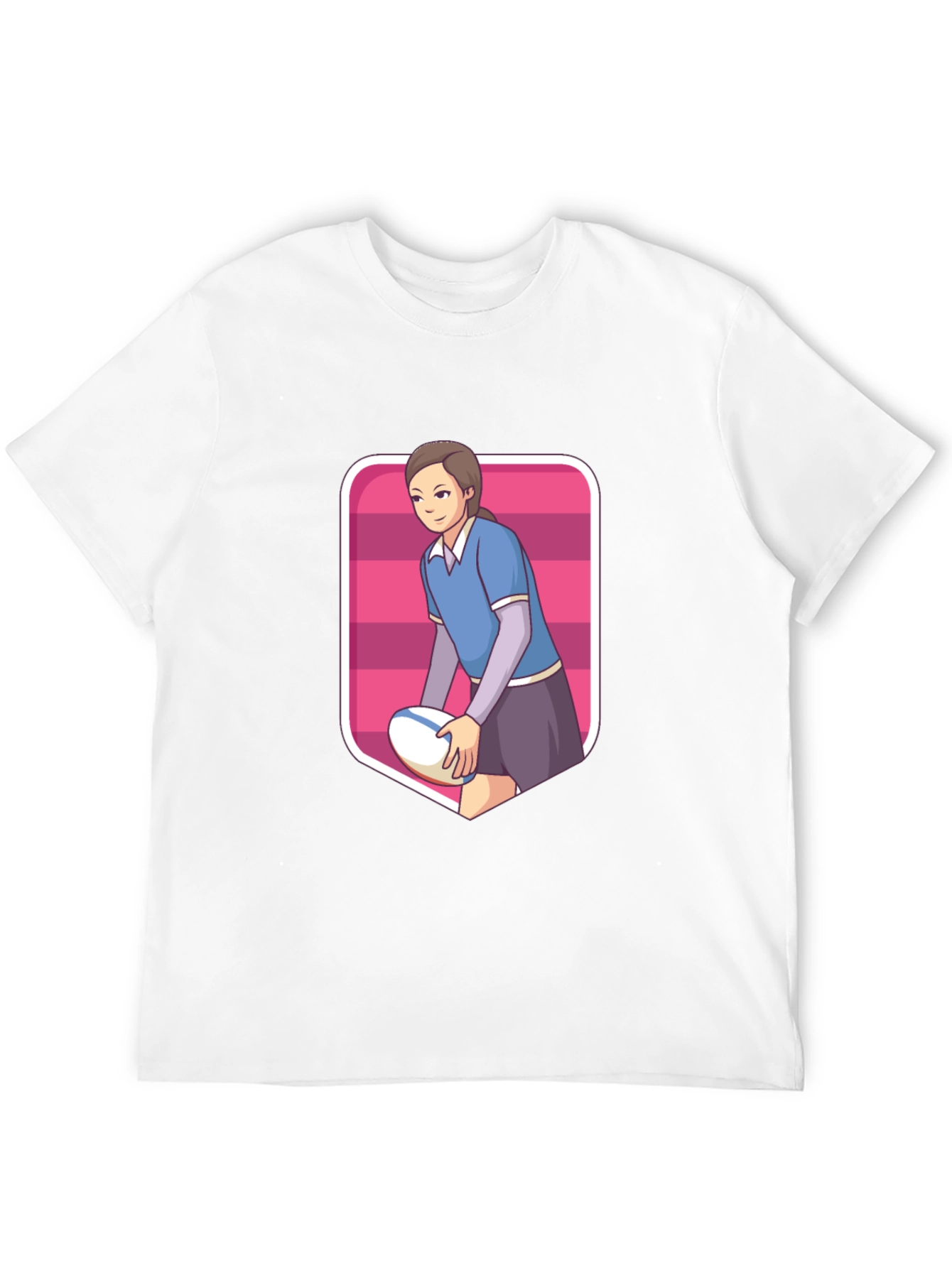 Rugby Girl Graphic Tee - Sporty Cartoon Style