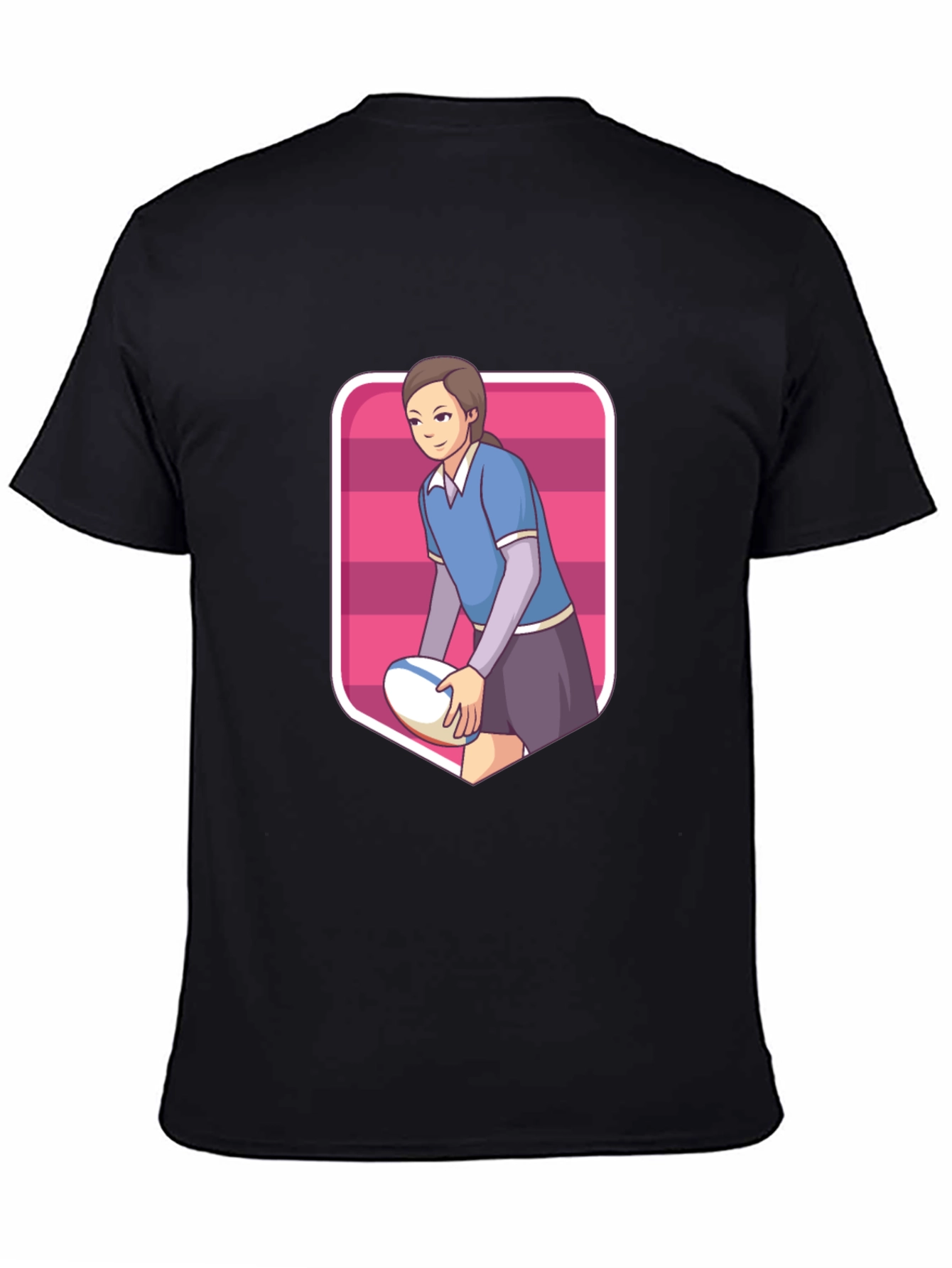 Rugby Girl Graphic Tee - Sporty Cartoon Style