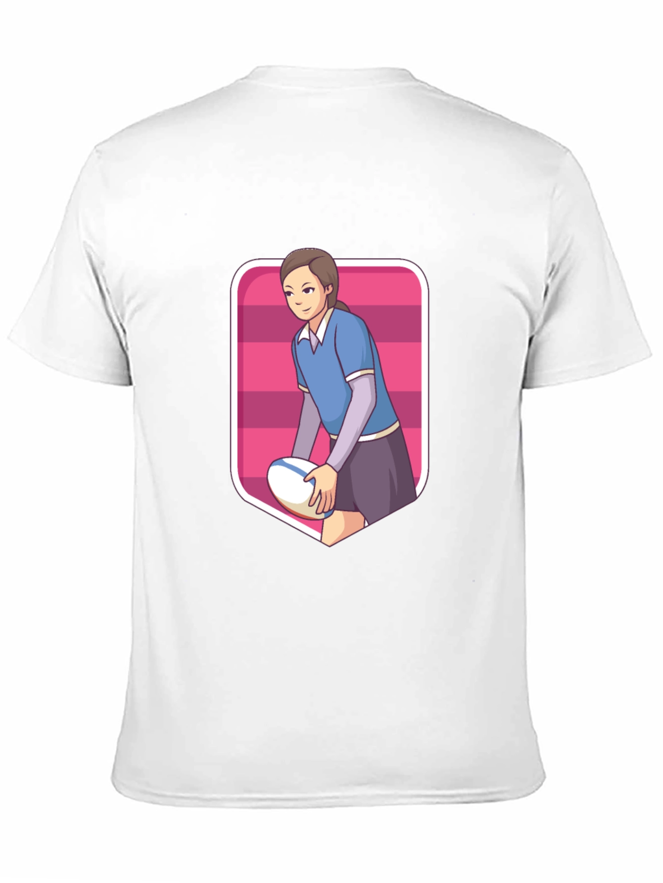 Rugby Girl Graphic Tee - Sporty Cartoon Style