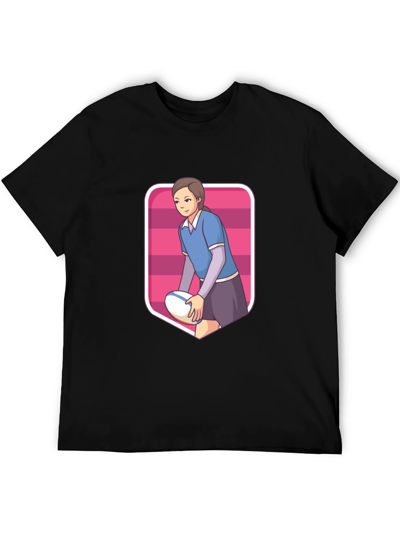Rugby Girl Graphic Tee - Sporty Cartoon Style