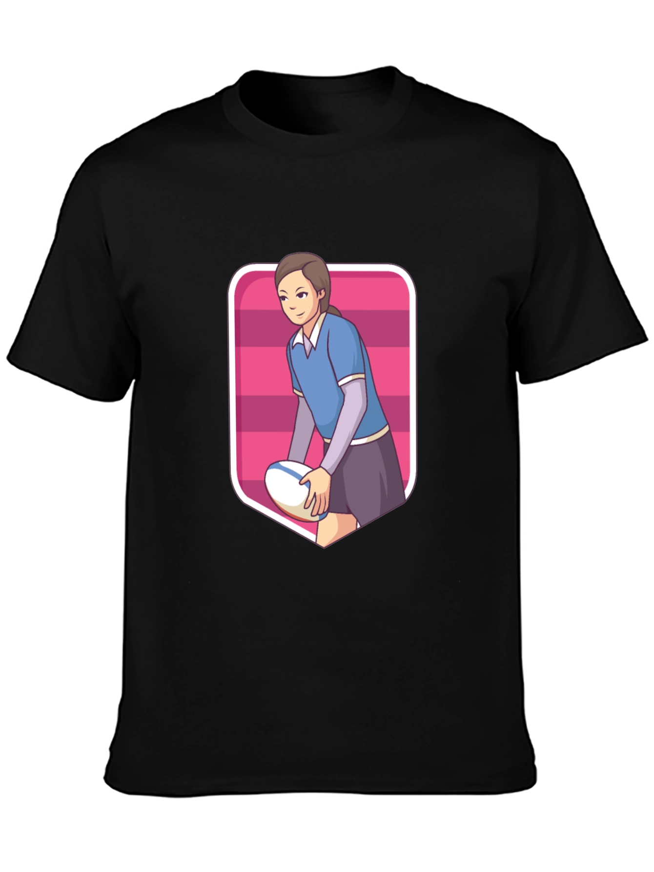 Rugby Girl Graphic Tee - Sporty Cartoon Style