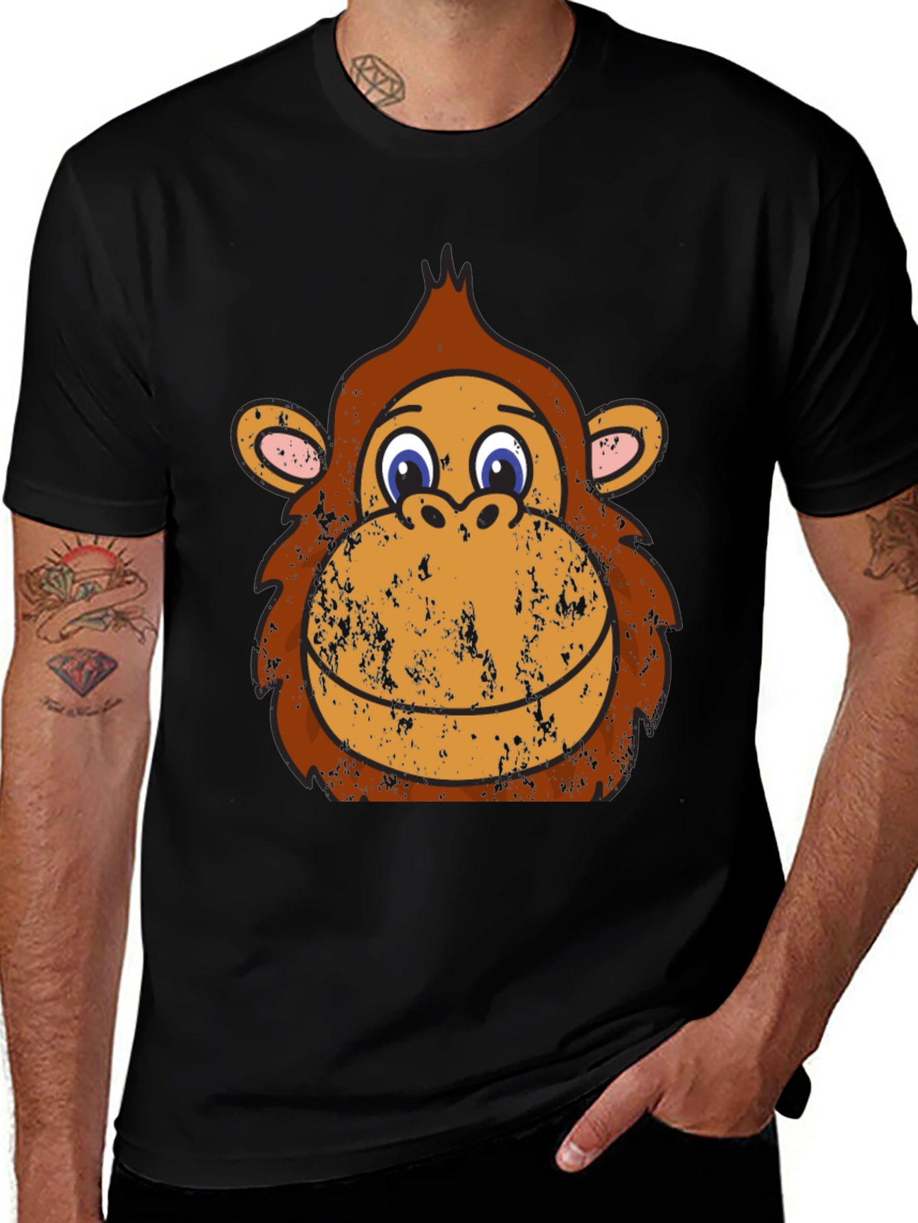 Monkey Face Graphic Tee - Black