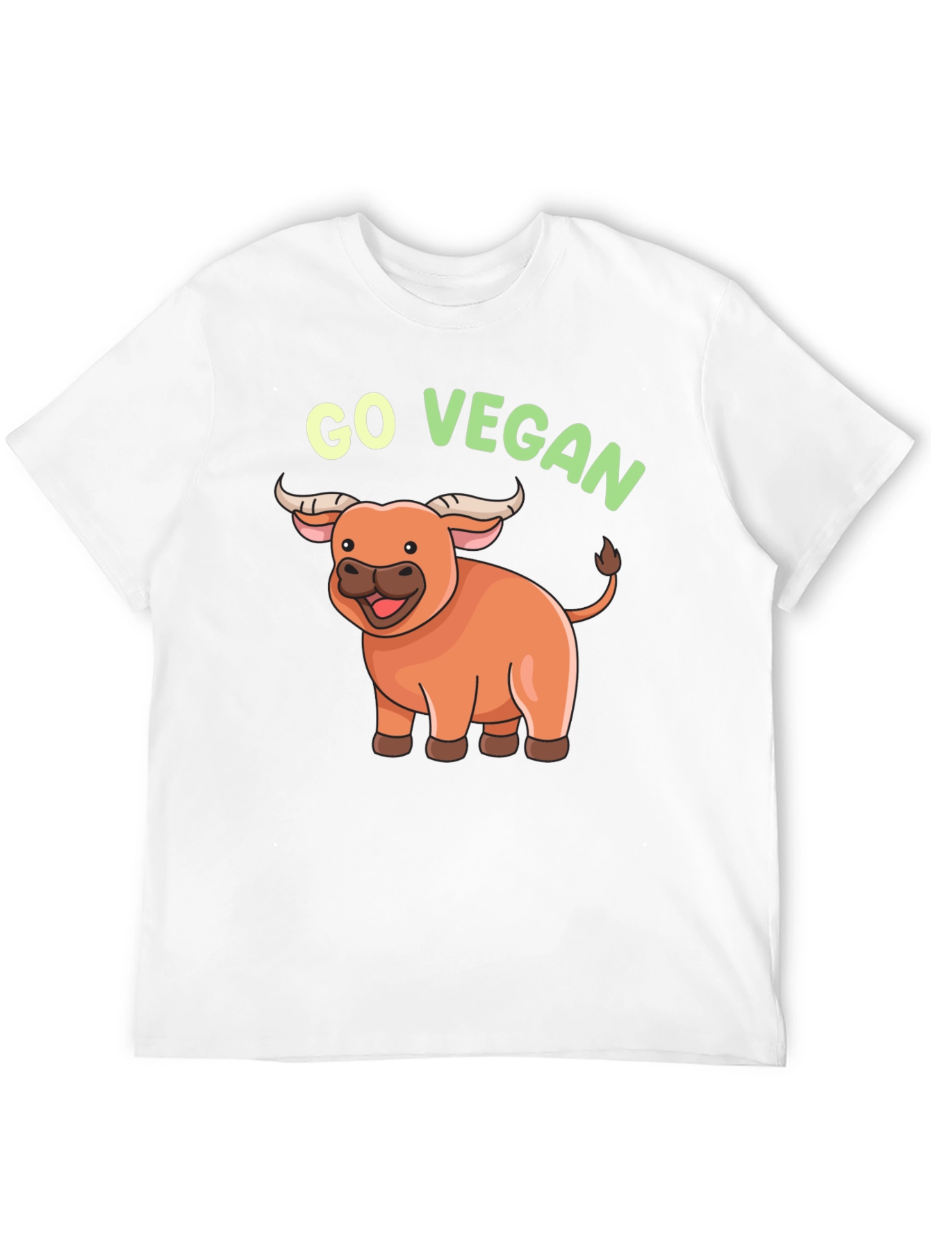 Go Vegan Cartoon Ox T-Shirt