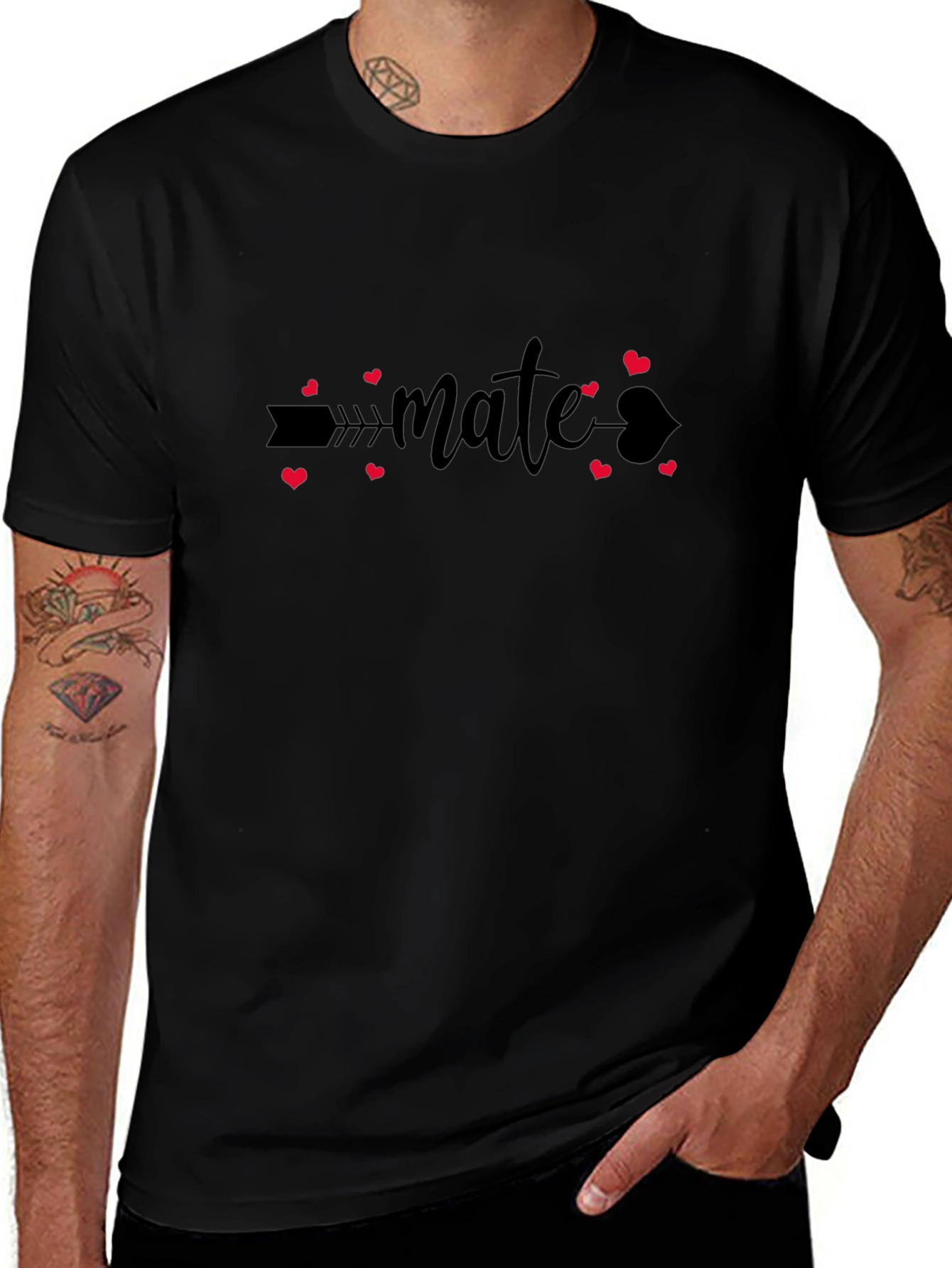 Mate Heart Arrow Black T-Shirt
