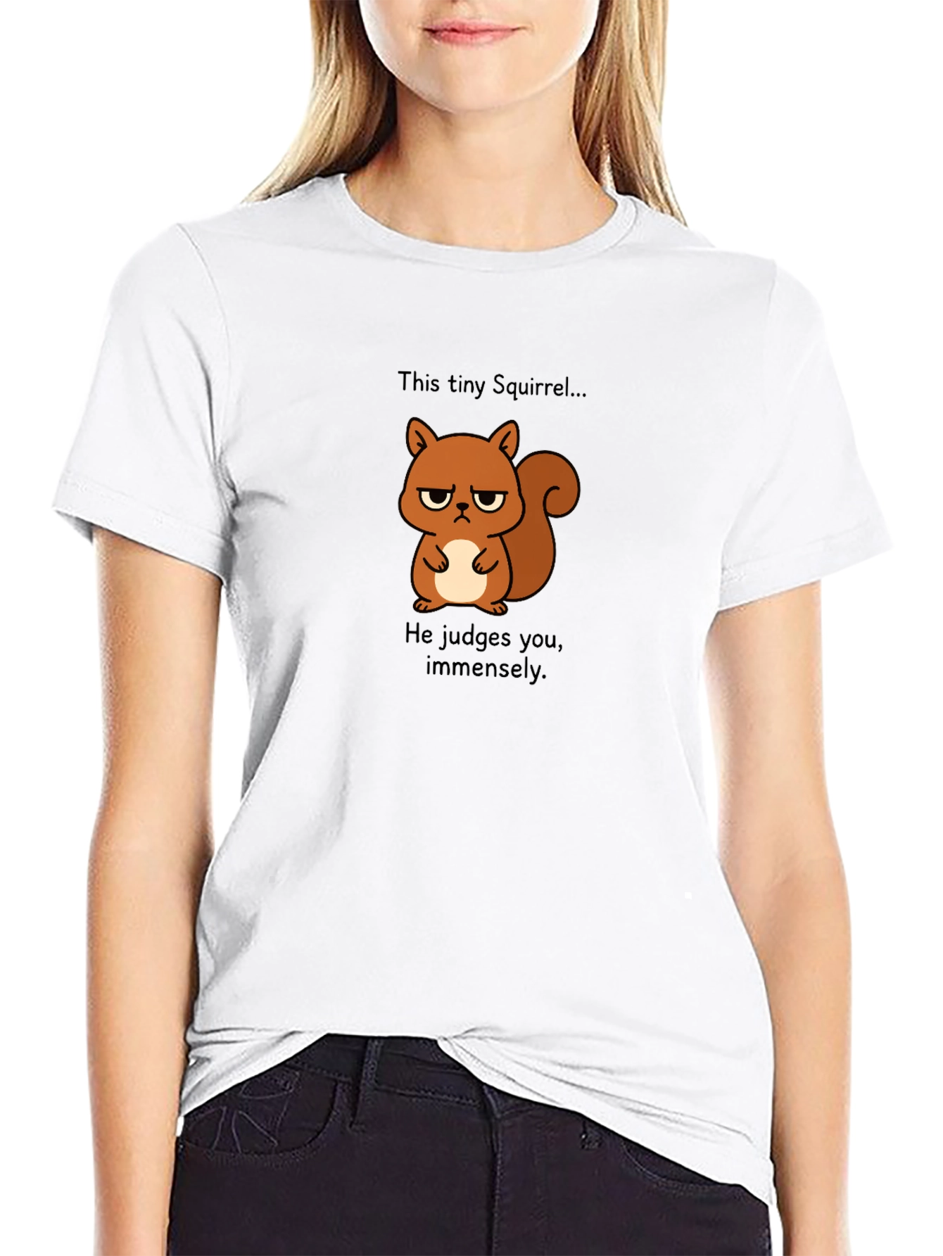 Grumpy Squirrel Graphic T-Shirt - He Judges You!