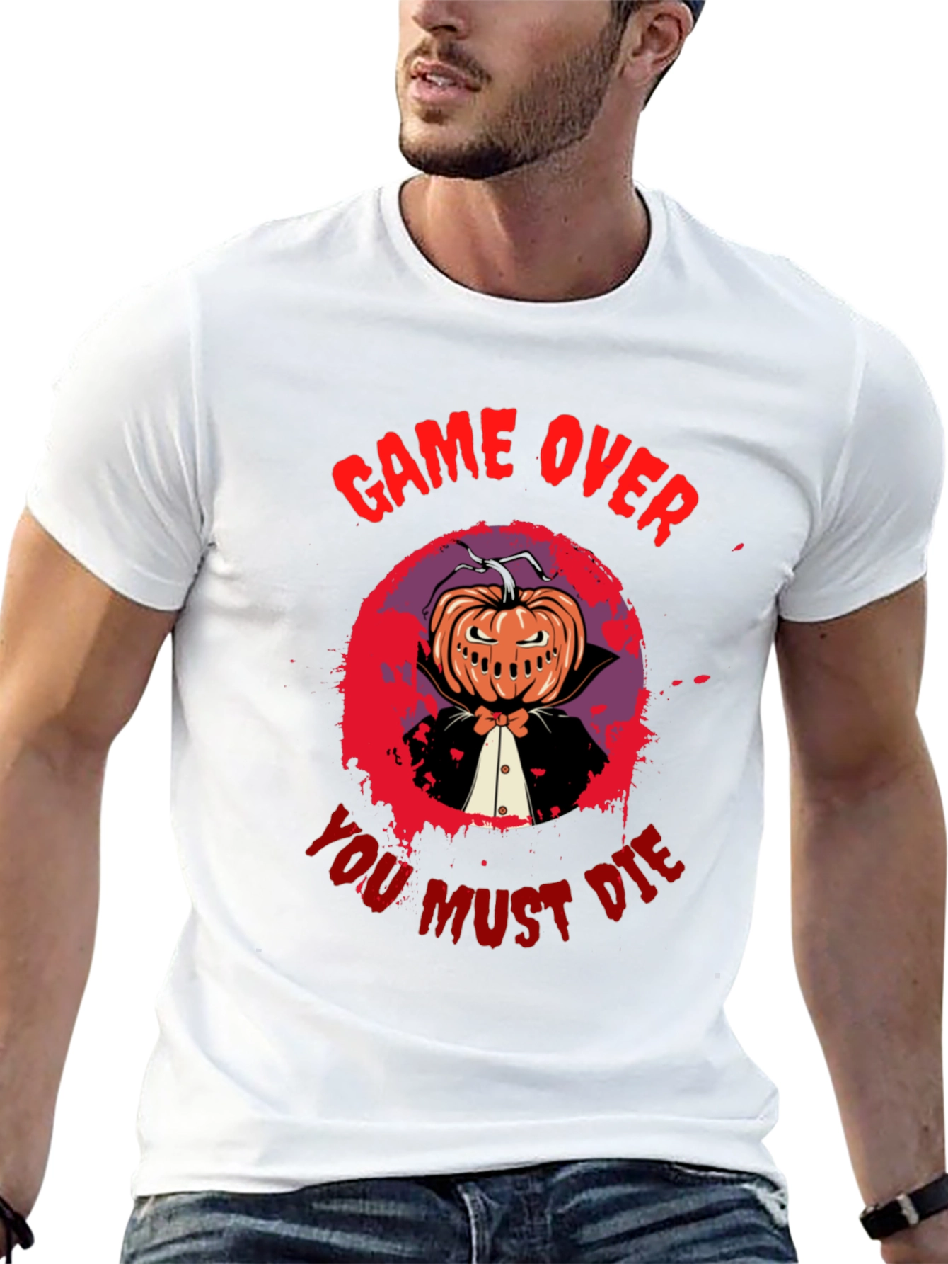 Game Over You Must Die Halloween Pumpkin T-Shirt