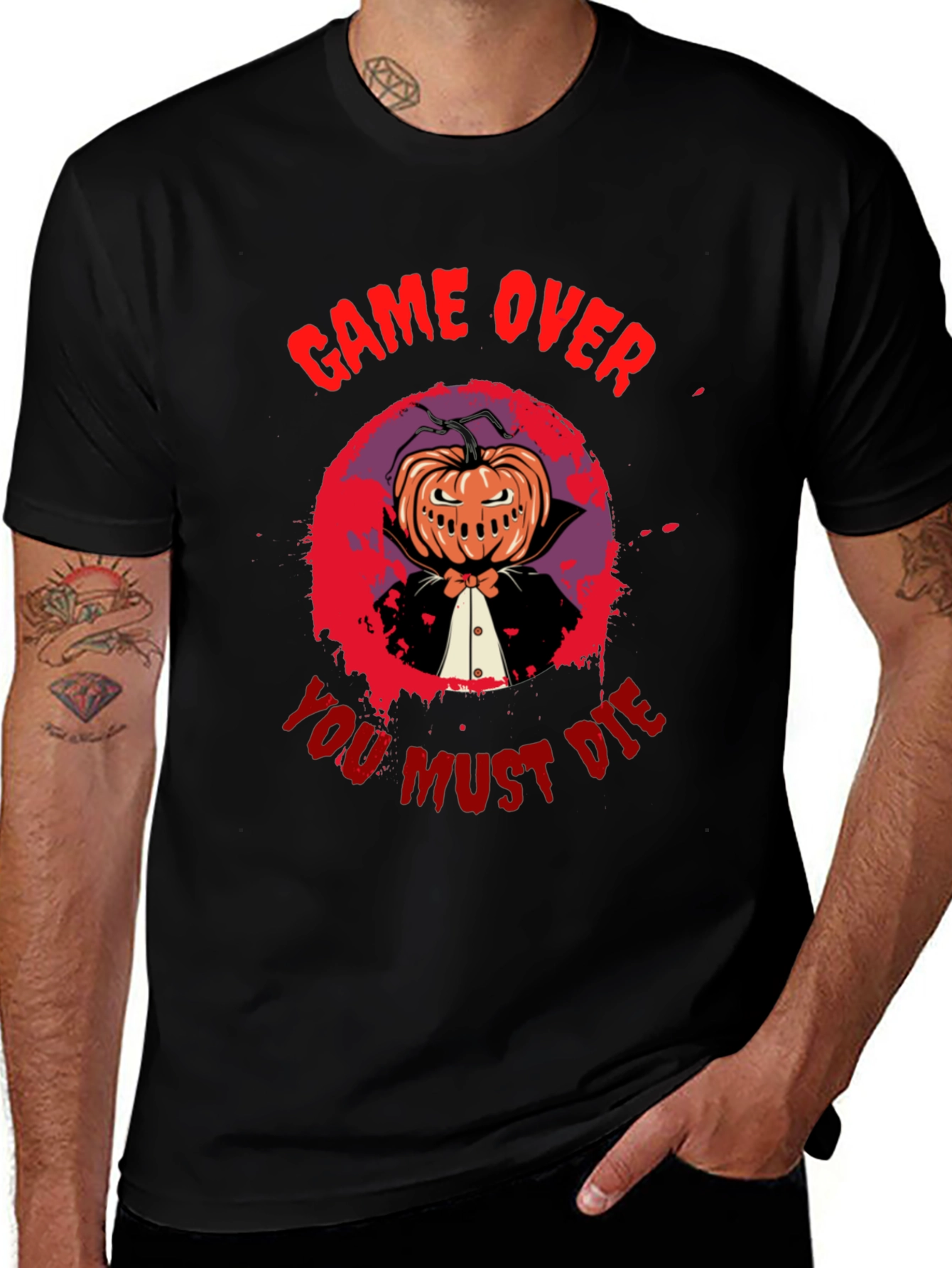 Game Over You Must Die Halloween Pumpkin T-Shirt