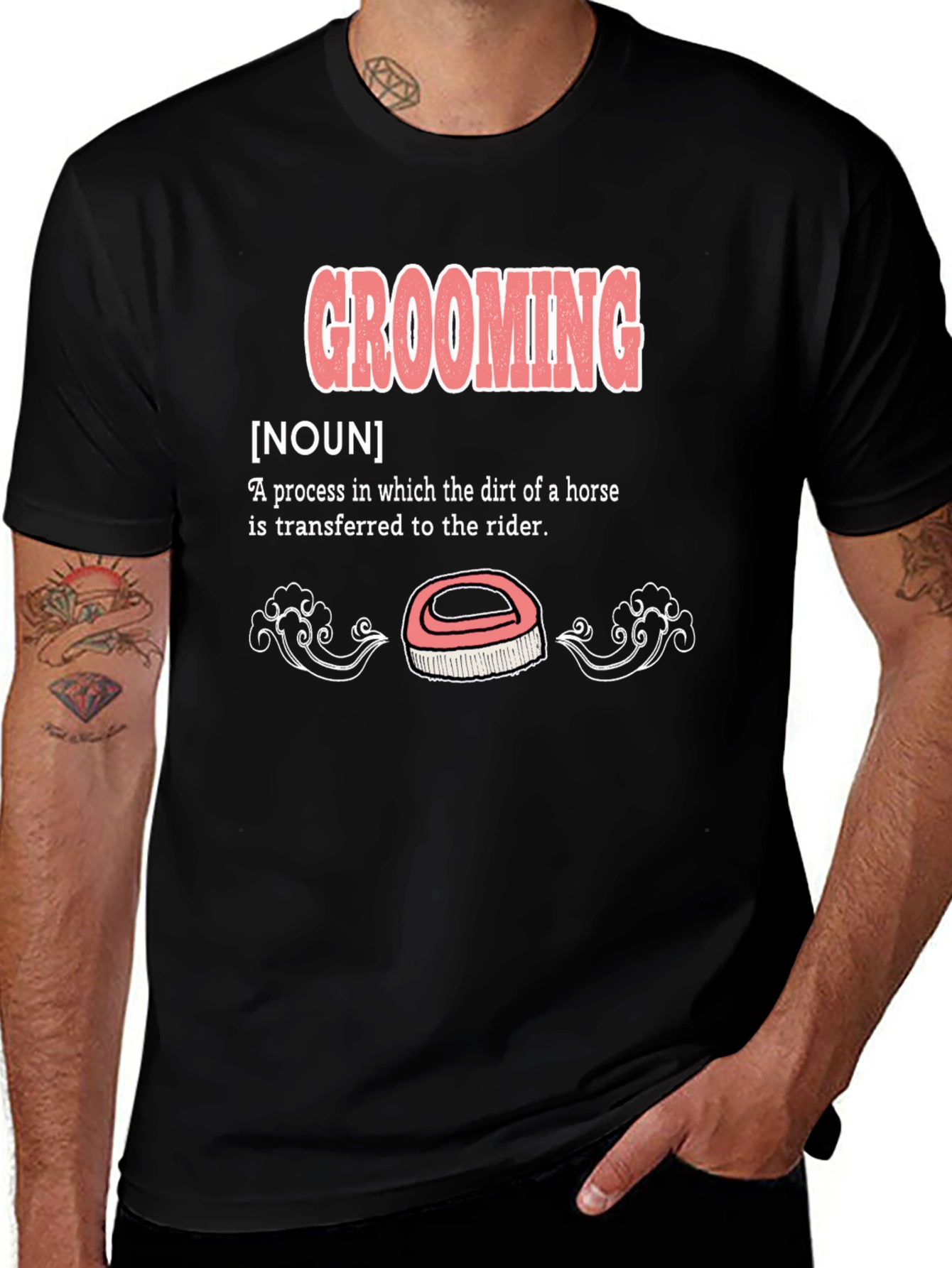 Grooming Horse Dirt Transfer T-Shirt