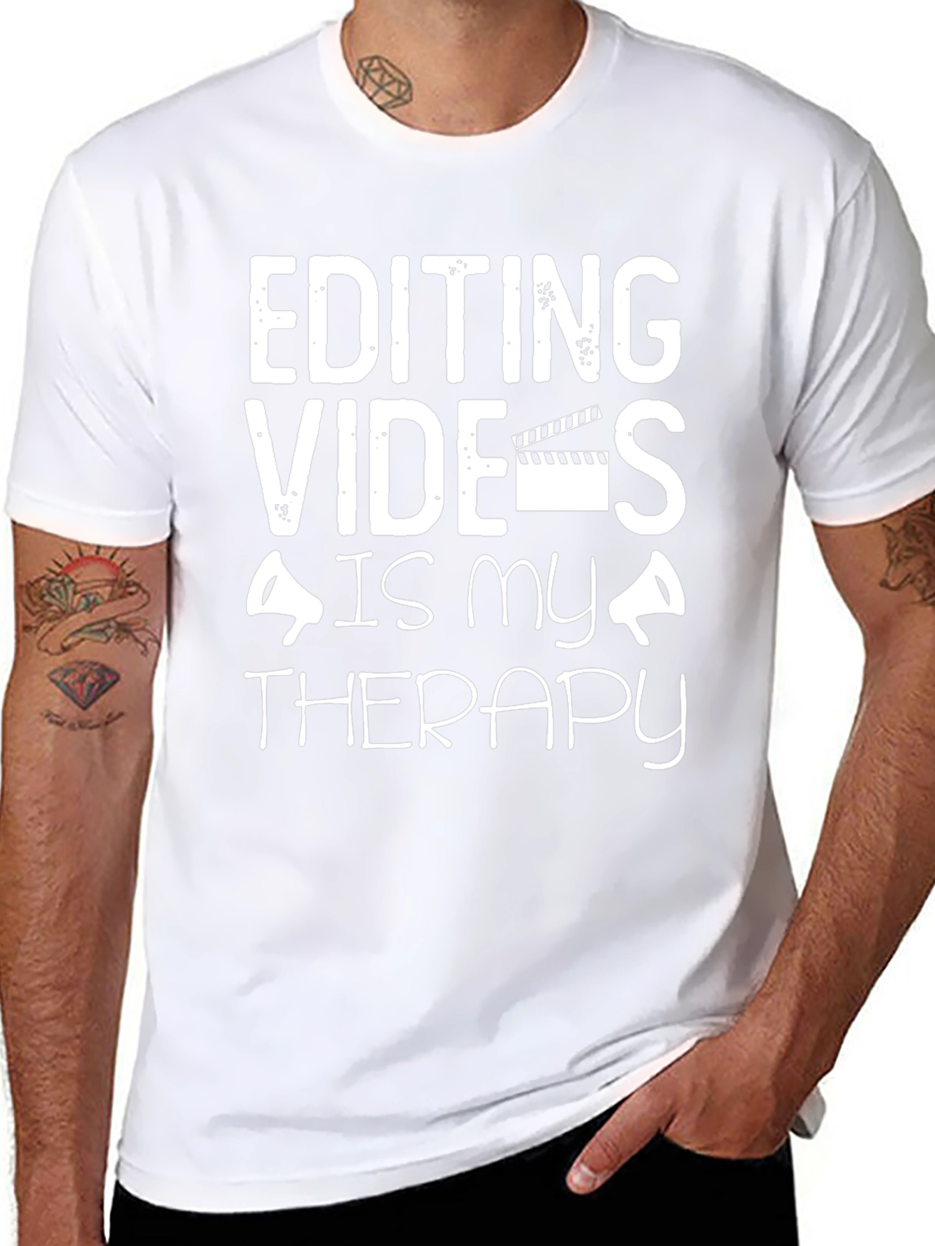 Editing Videos Is My Therapy Black Graphic T-Shirt