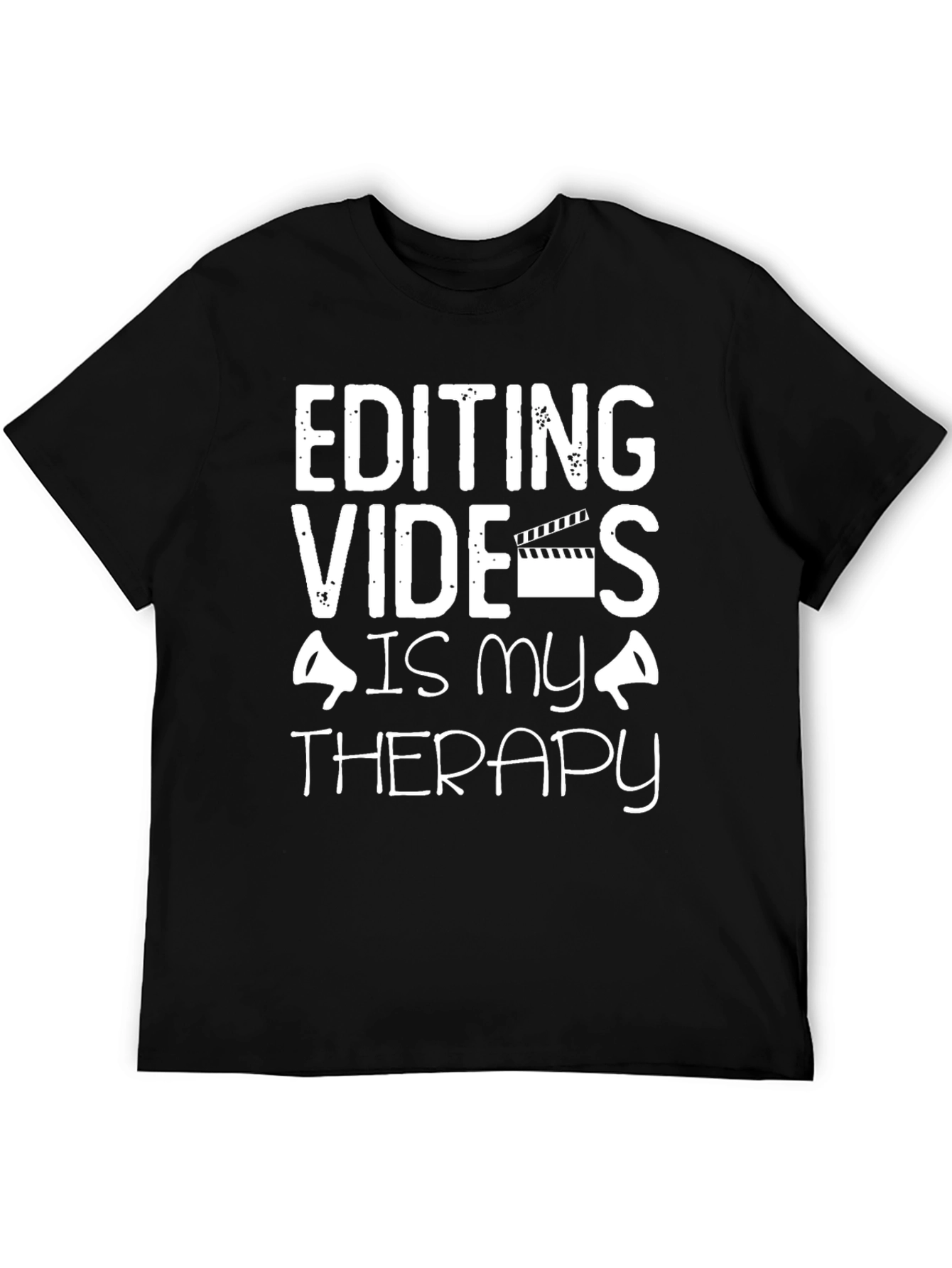 Editing Videos Is My Therapy Black Graphic T-Shirt