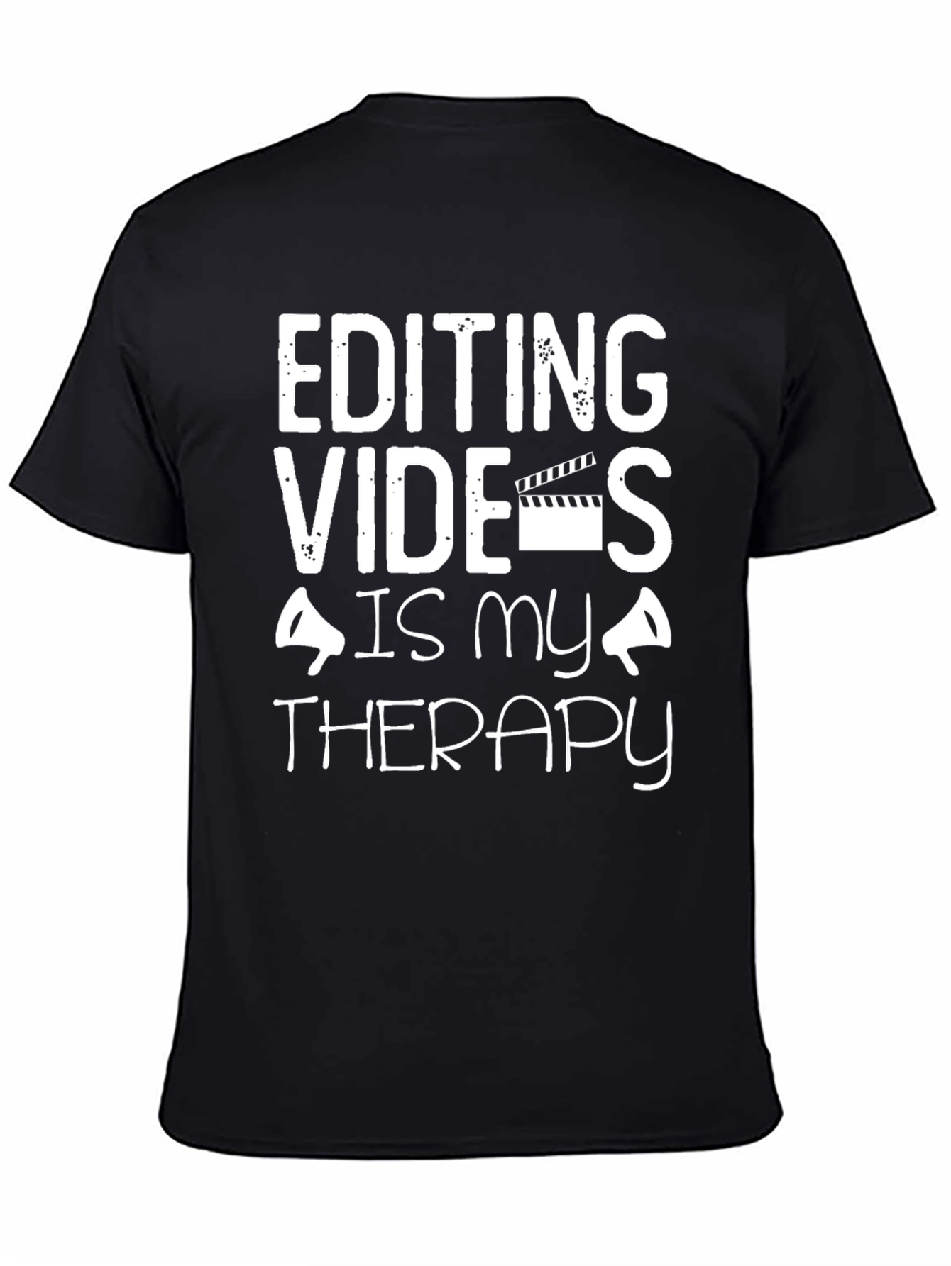 Editing Videos Is My Therapy Black Graphic T-Shirt
