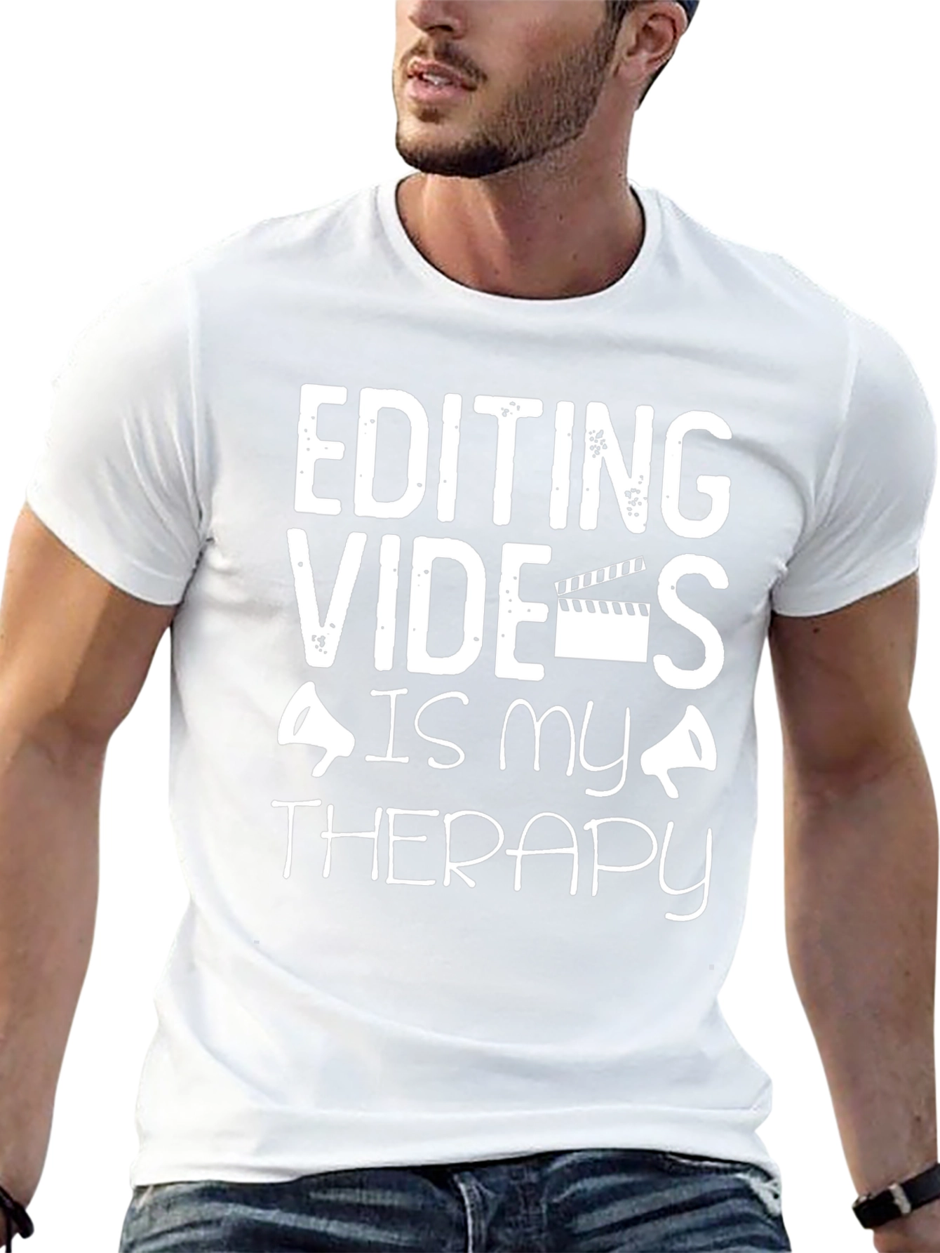 Editing Videos Is My Therapy Black Graphic T-Shirt