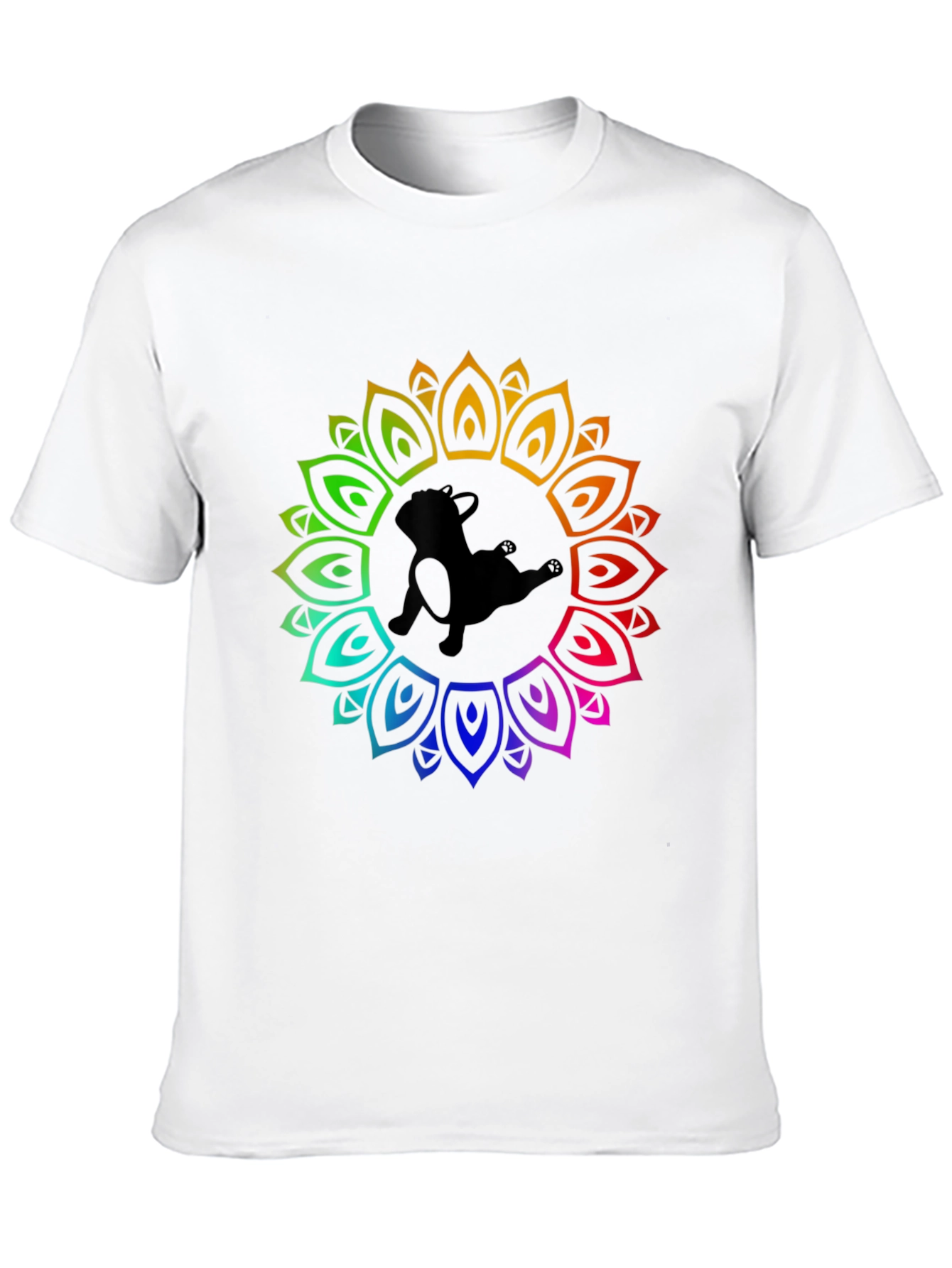 Rainbow Mandala Dog Graphic Black T-Shirt