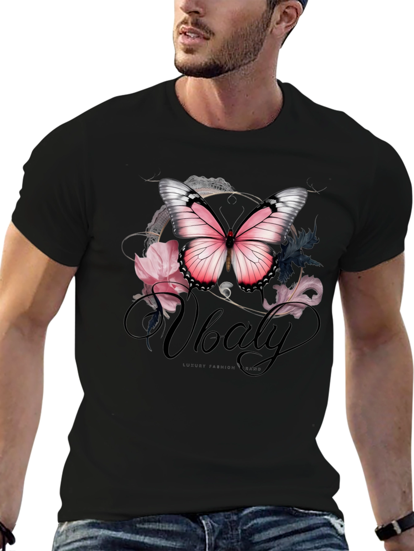 Butterfly Floral Graphic T-Shirt - Stylish Mens Tee