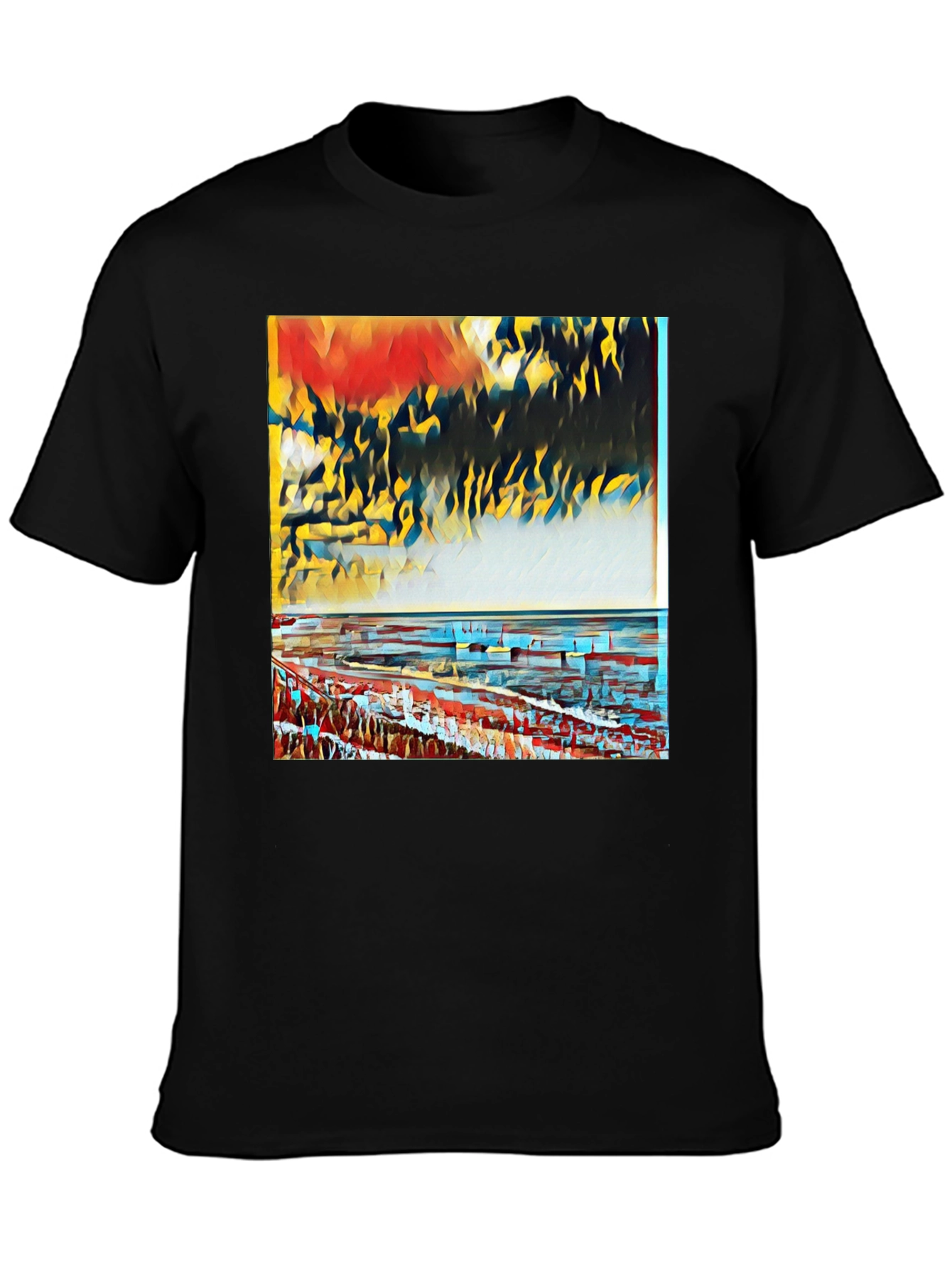 Abstract Art Graphic Tee - Black