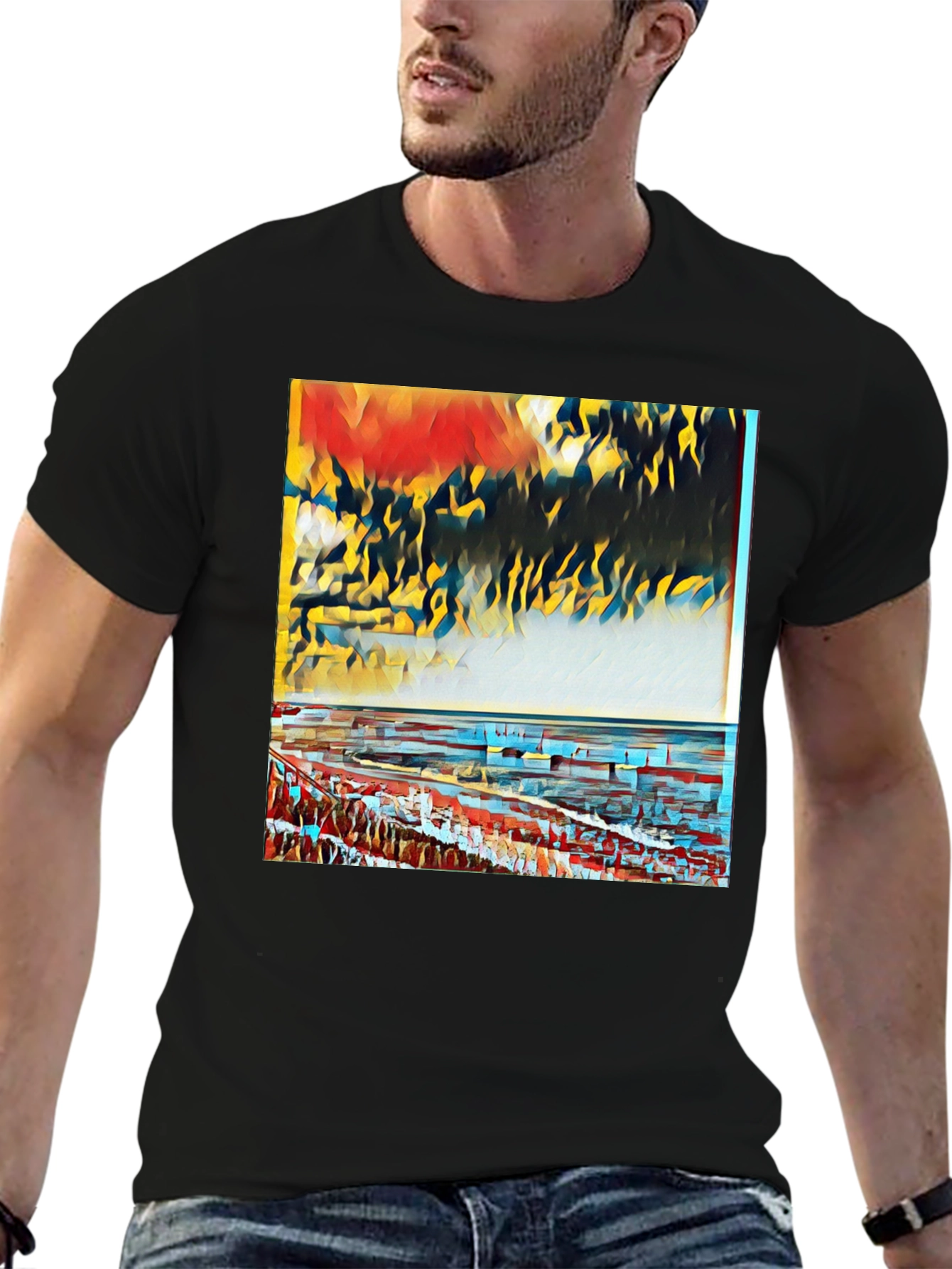 Abstract Art Graphic Tee - Black