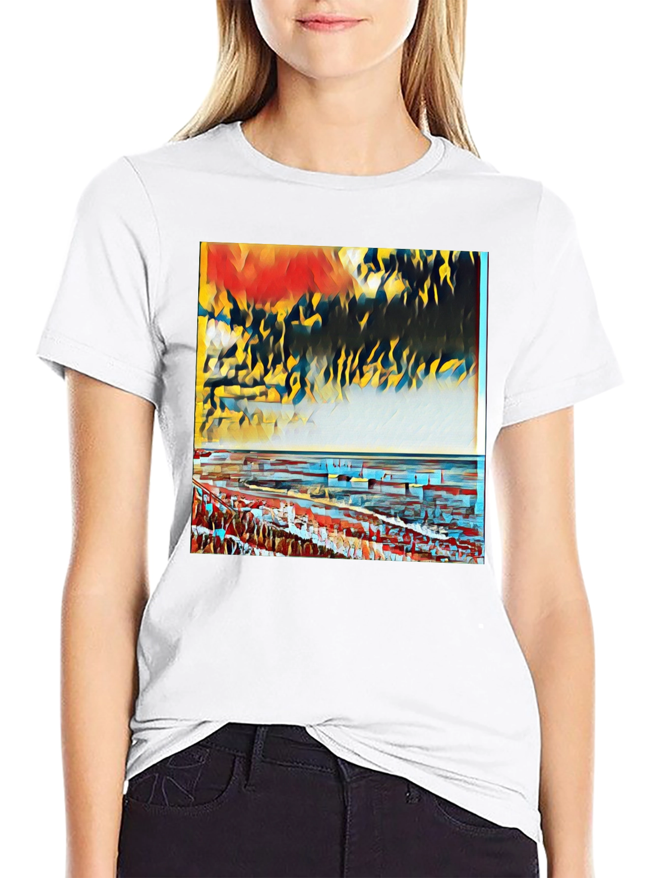 Abstract Art Graphic Tee - Black
