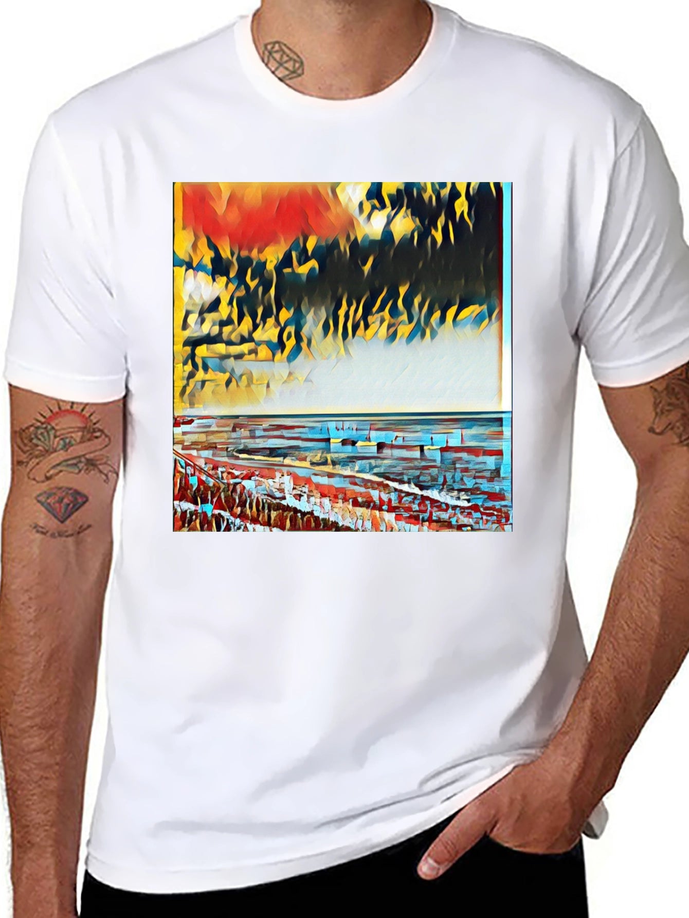 Abstract Art Graphic Tee - Black