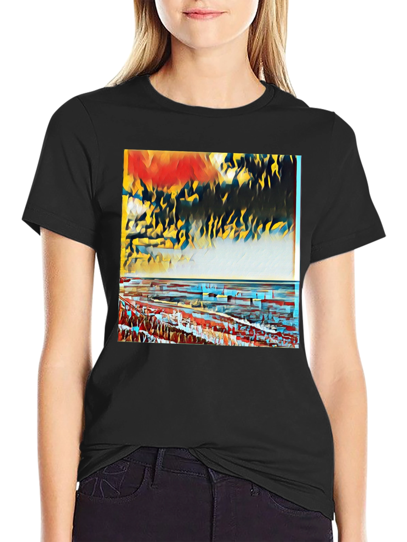 Abstract Art Graphic Tee - Black