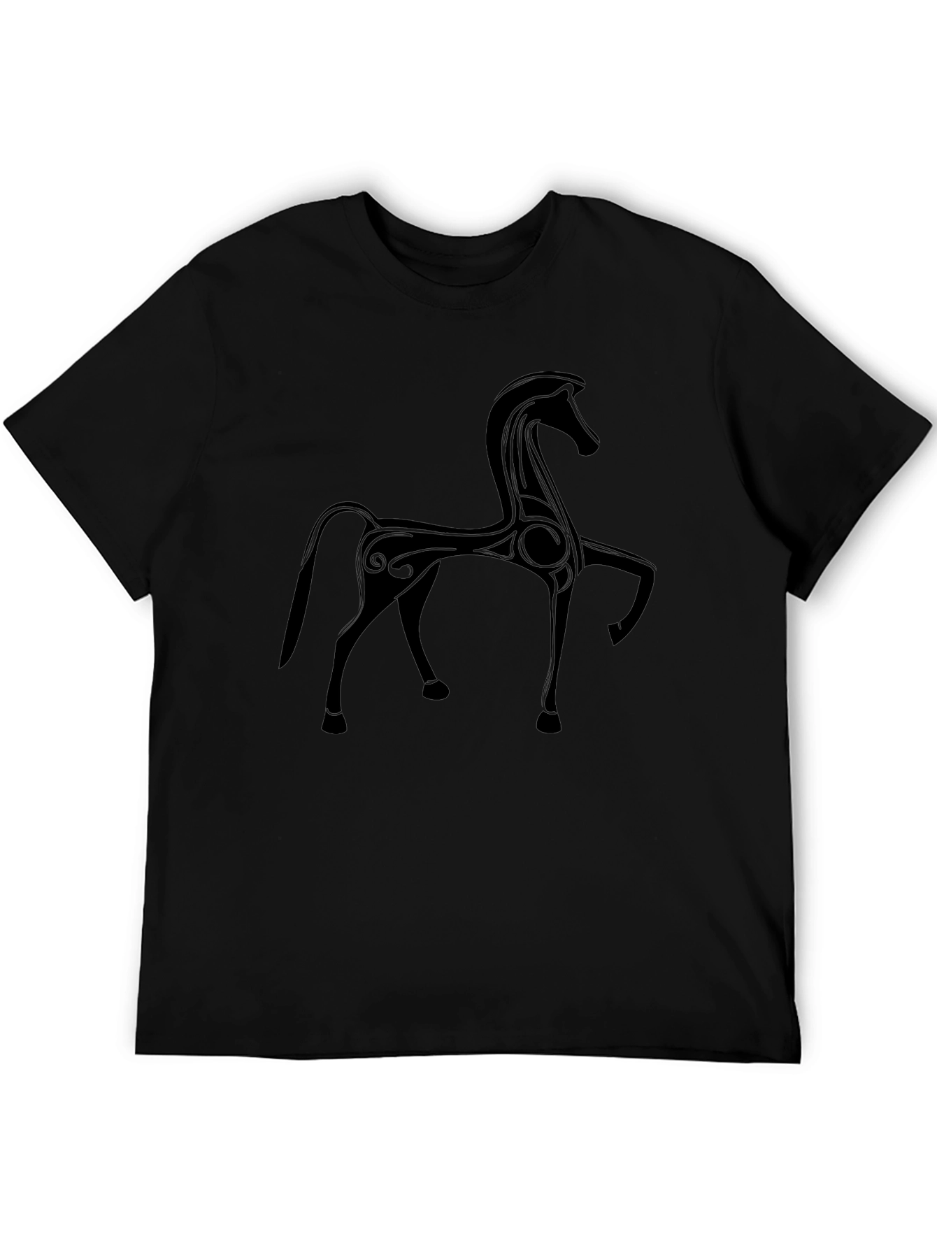 Stylized Horse Graphic Black T-Shirt