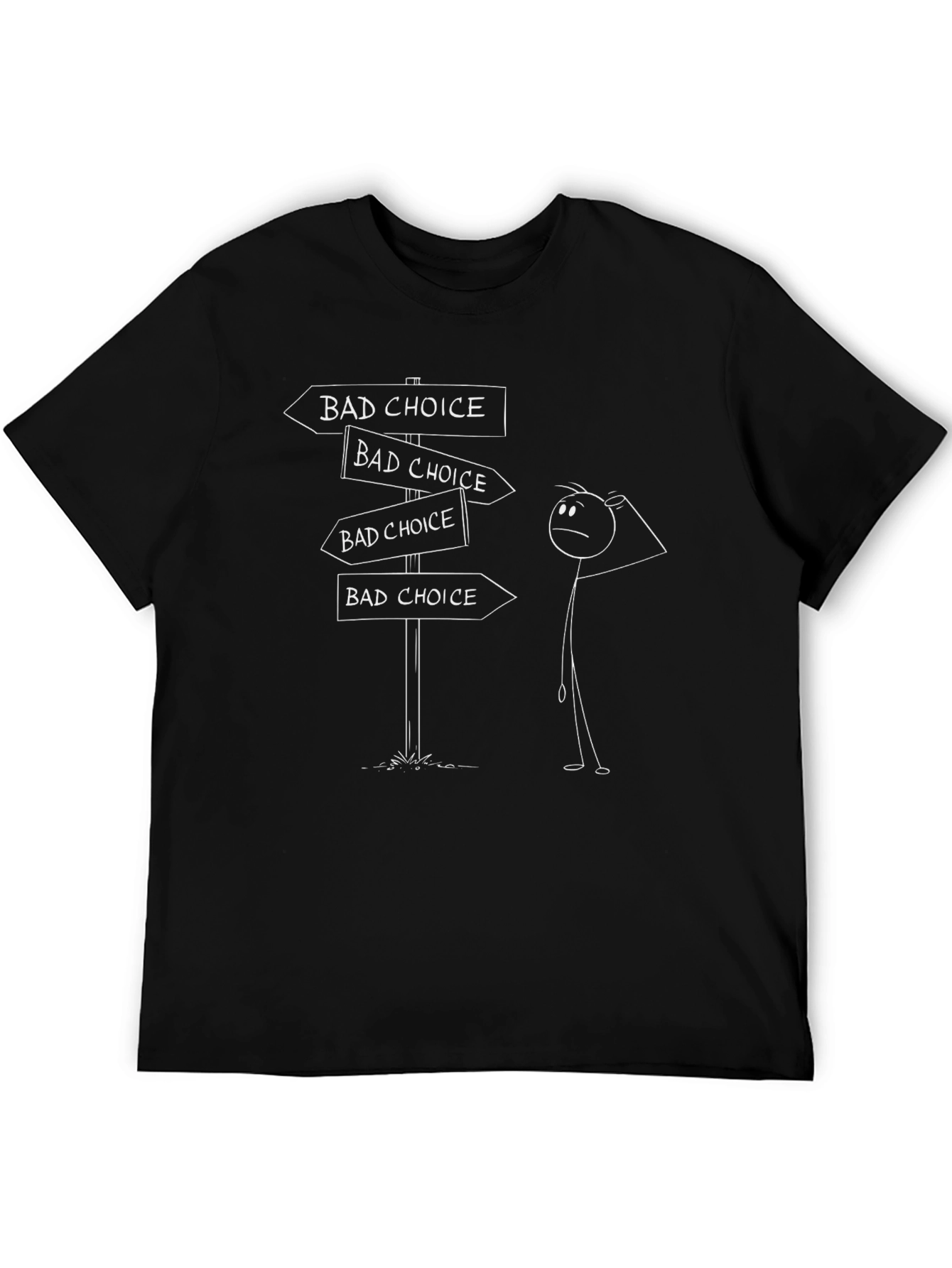 Bad Choice Stick Figure T-Shirt - Funny Dilemma Tee