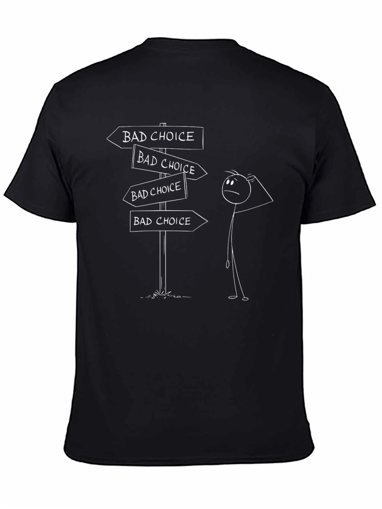 Bad Choice Stick Figure T-Shirt - Funny Dilemma Tee