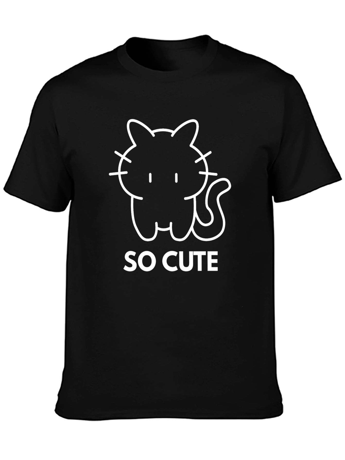 So Cute Cat Graphic Tee - Black T-Shirt
