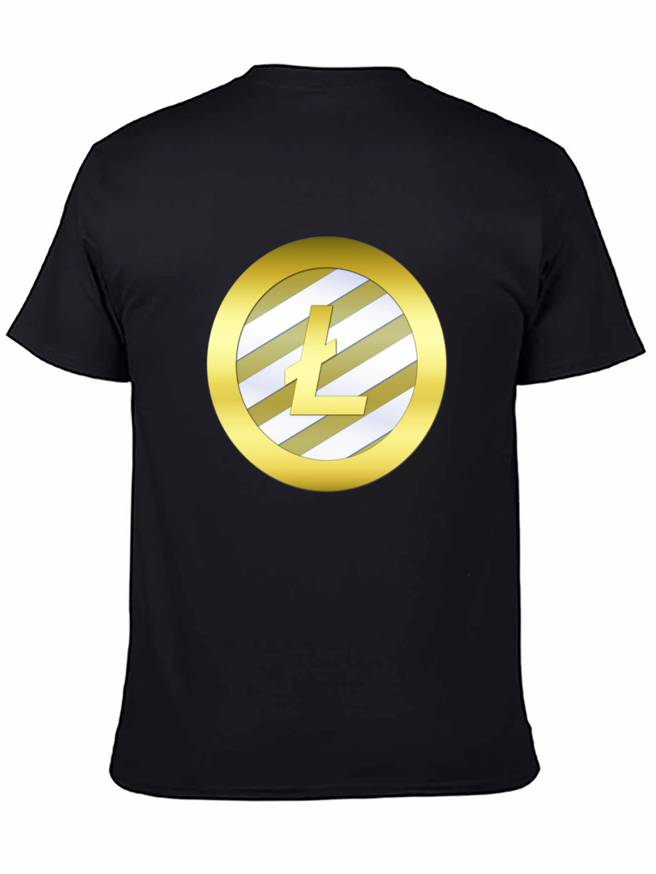 Litecoin Crypto Gold Round Graphic Black T-Shirt