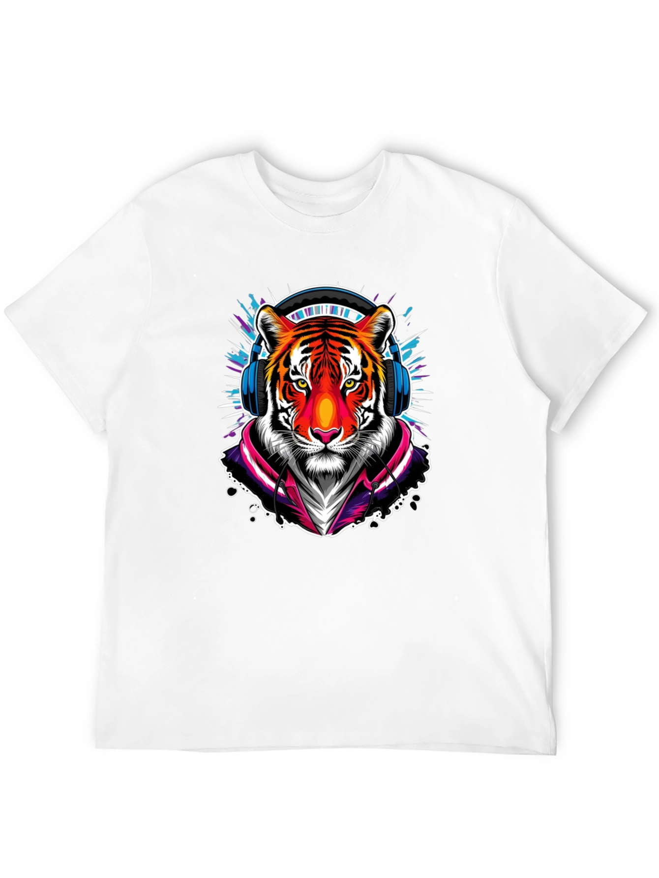 Cool Tiger Graphic Tee - Black Crew Neck T-Shirt