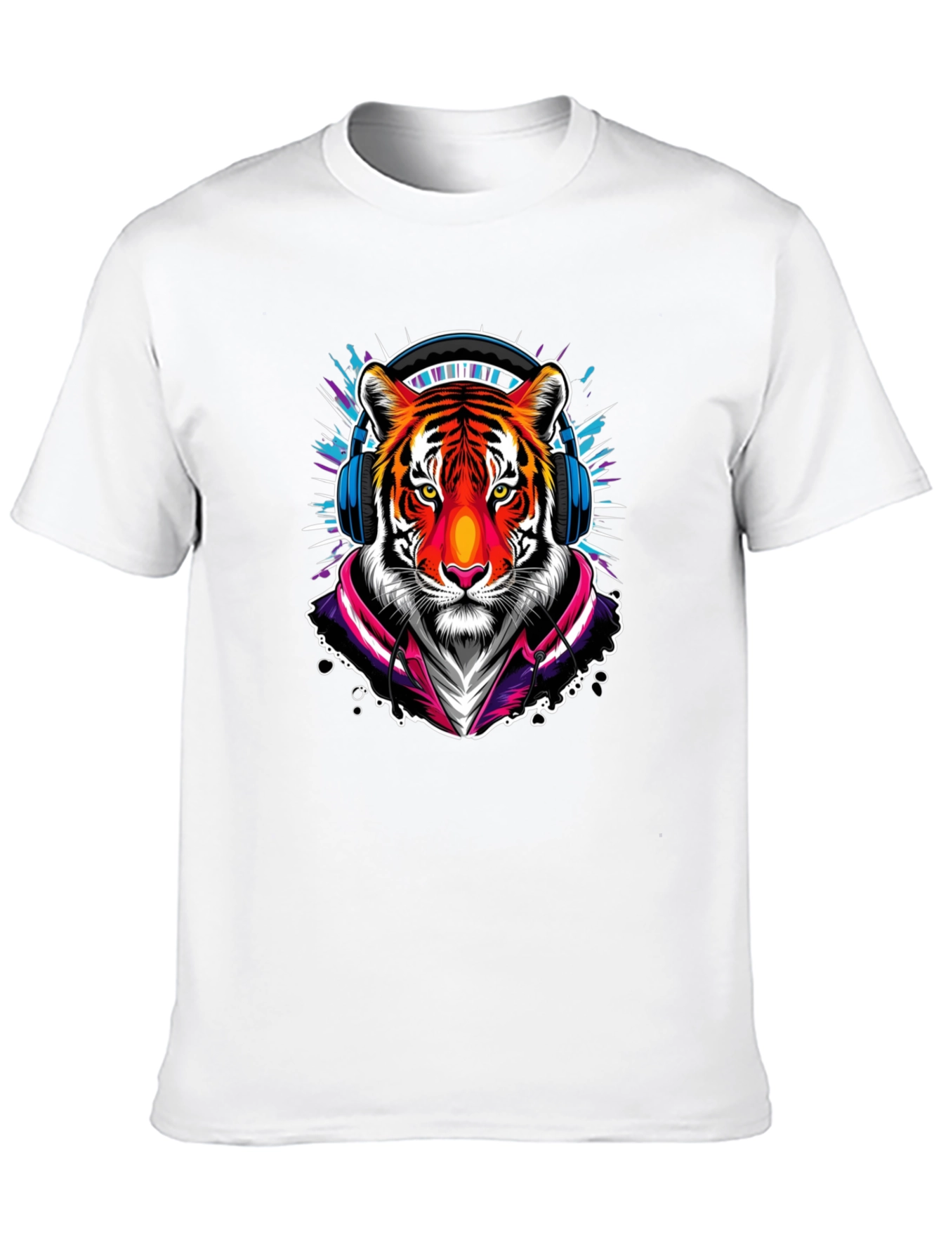 Cool Tiger Graphic Tee - Black Crew Neck T-Shirt
