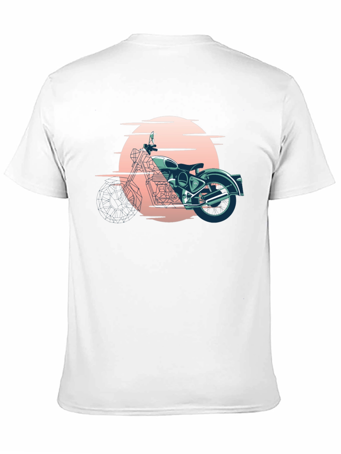 Retro Motorcycle Graphic Tee - Black Cotton T-Shirt
