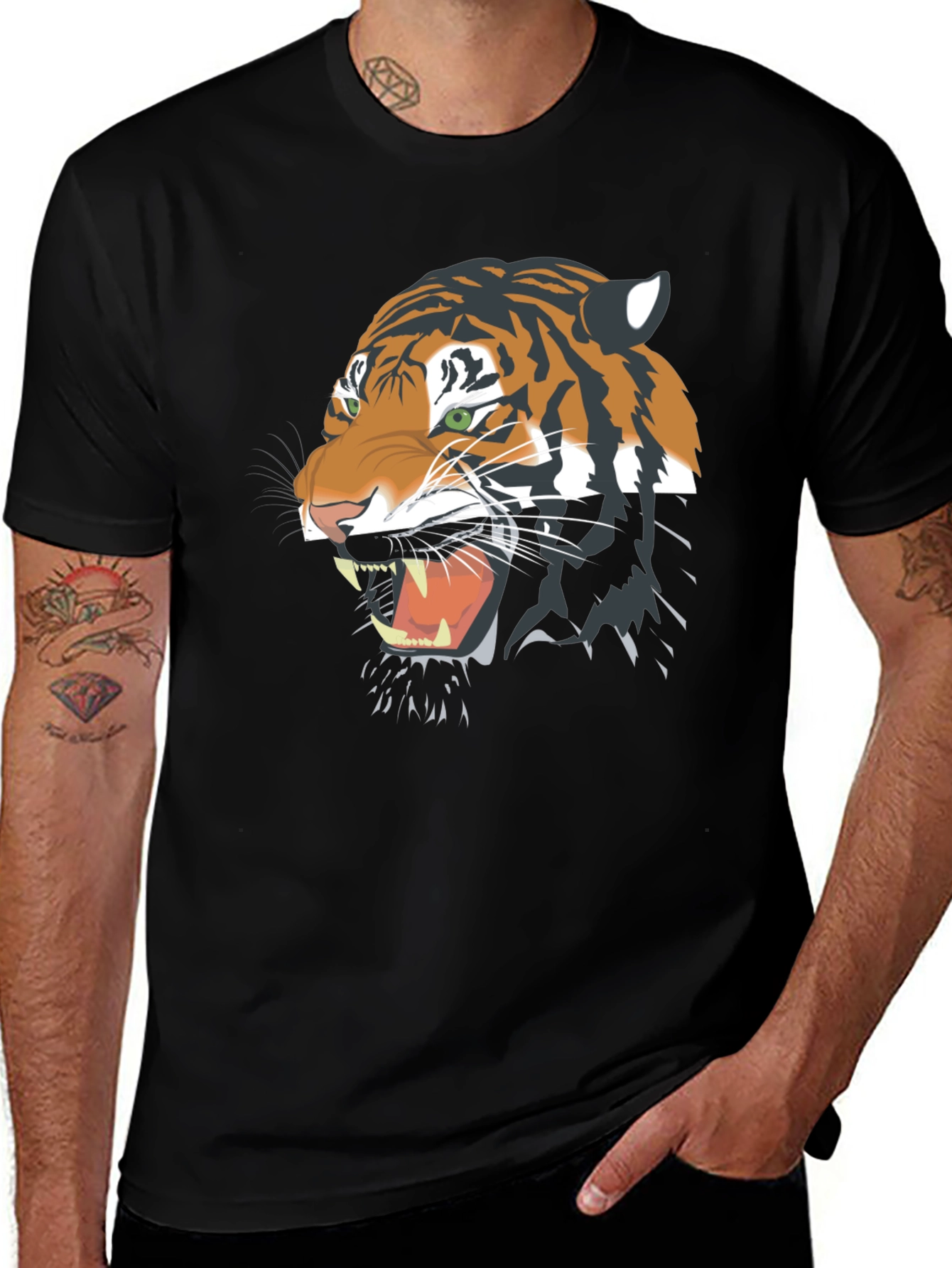 Roaring Tiger Graphic Black T-Shirt