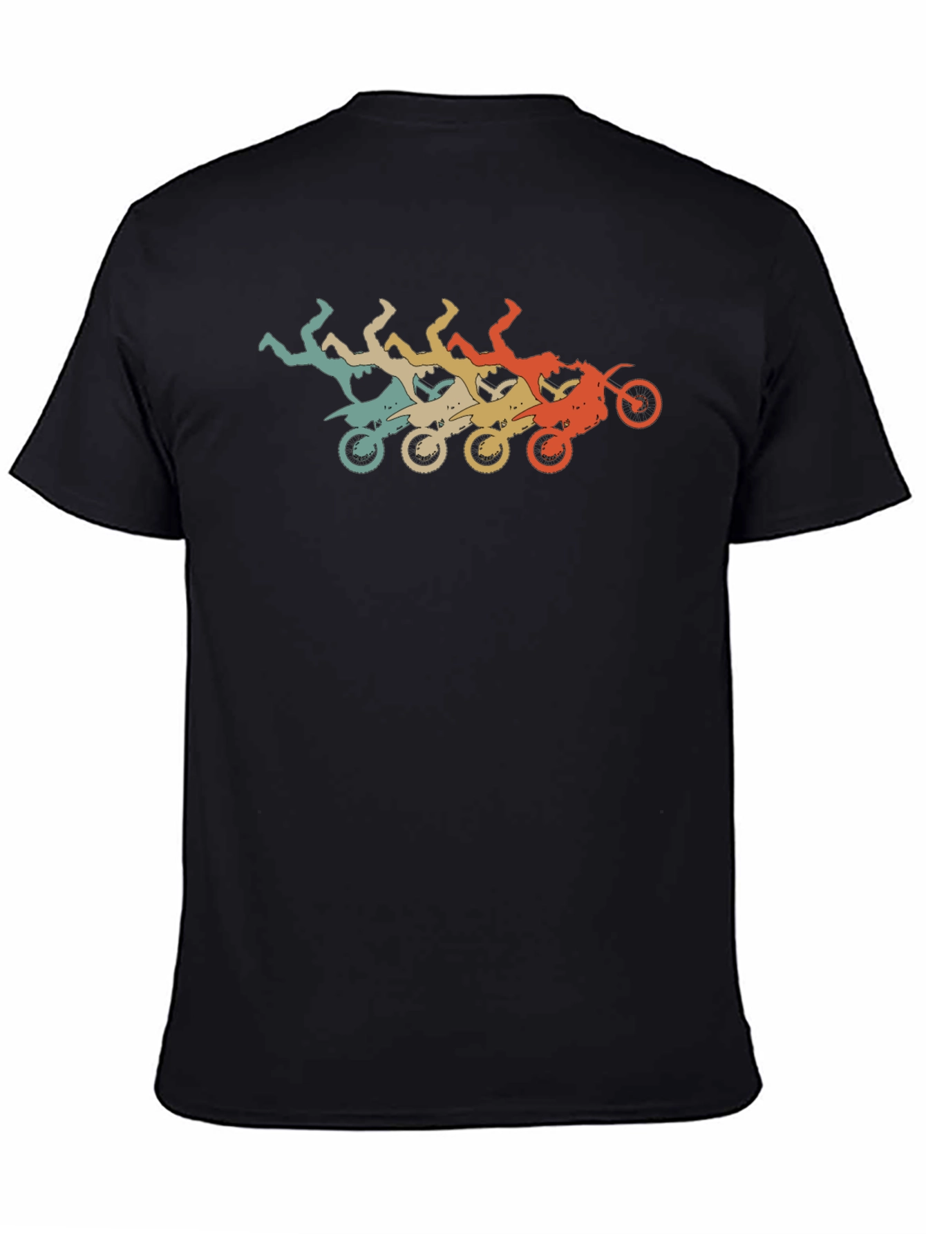 Retro Motocross Stunt Black T-Shirt