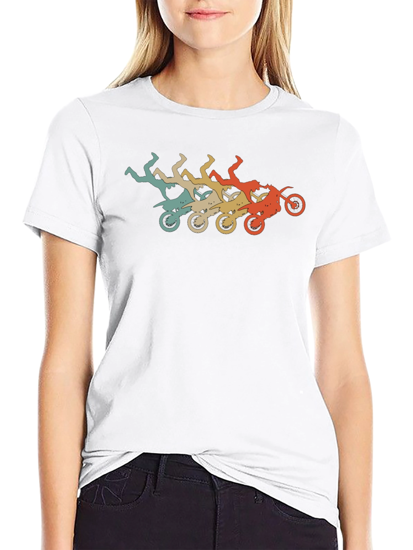 Retro Motocross Stunt Black T-Shirt